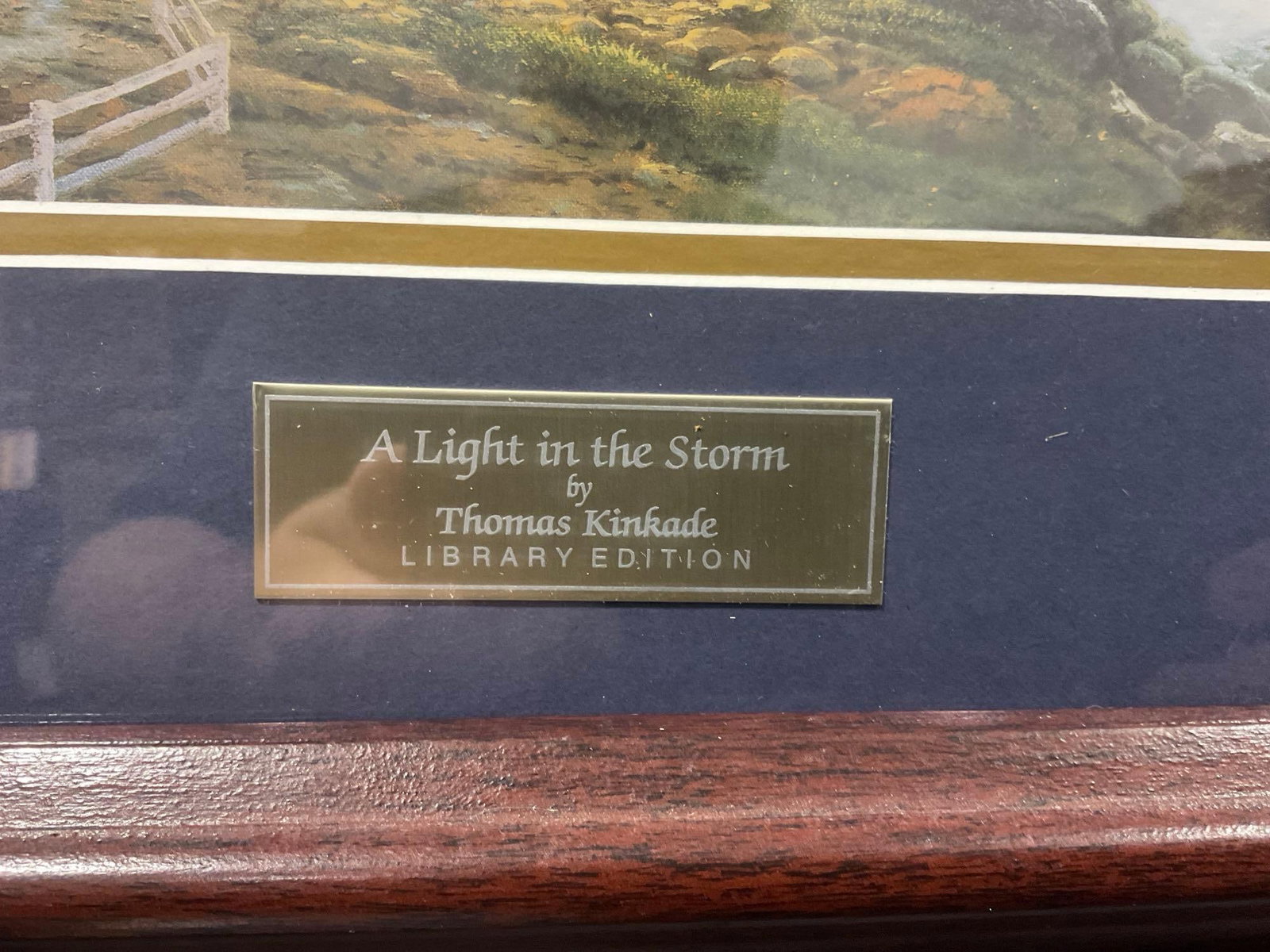 Framed Library Edition Lithograph, titled A Light in the Storm by Thomas Kinkade, 17h x 19w inches - 3