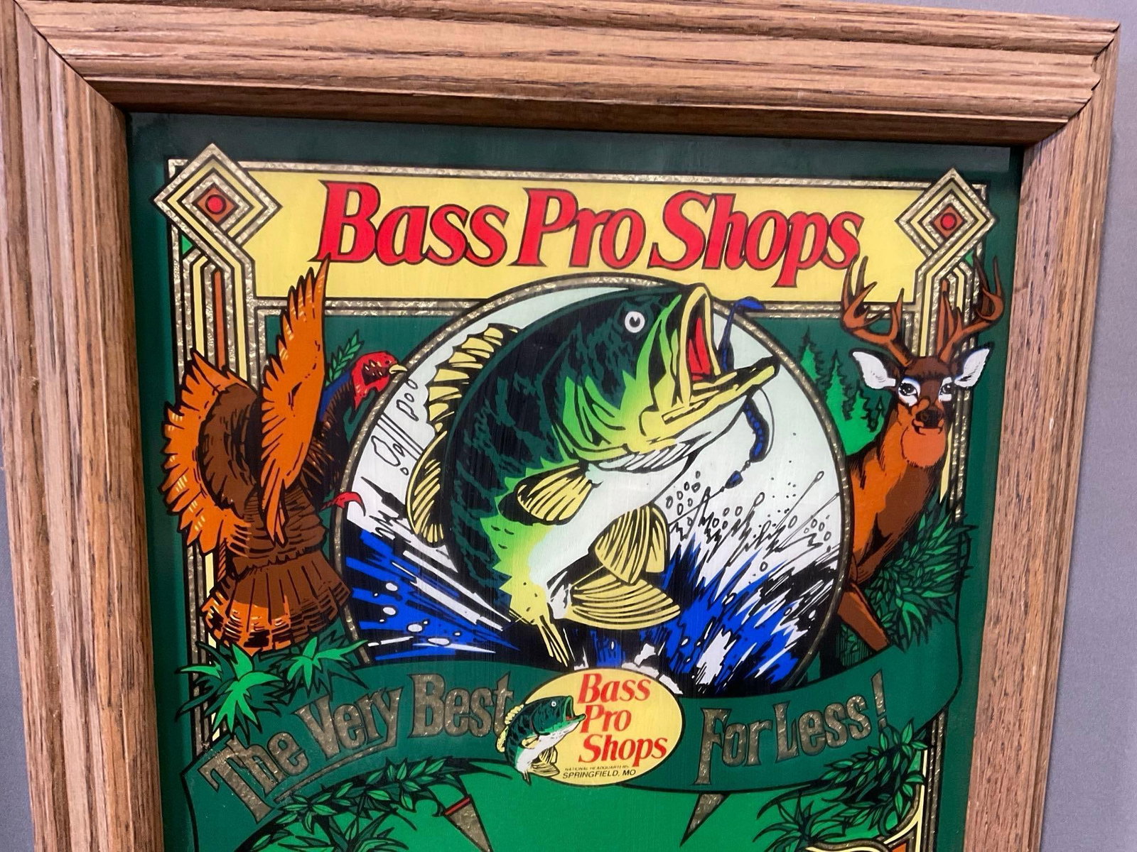 Vintage Bass Pro Shops Framed Clock, 20h x 14w x 3d inches - 2