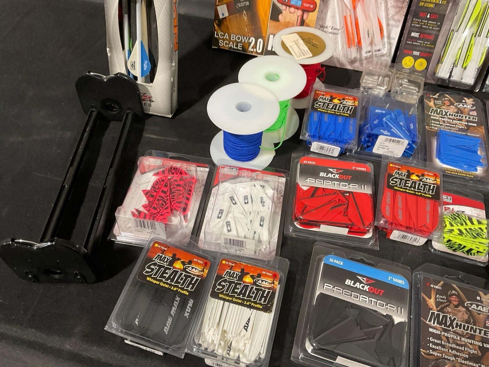 Collection of Arrow Fletching, String, Tools, & more, w/box of Arrow Shafts - 4