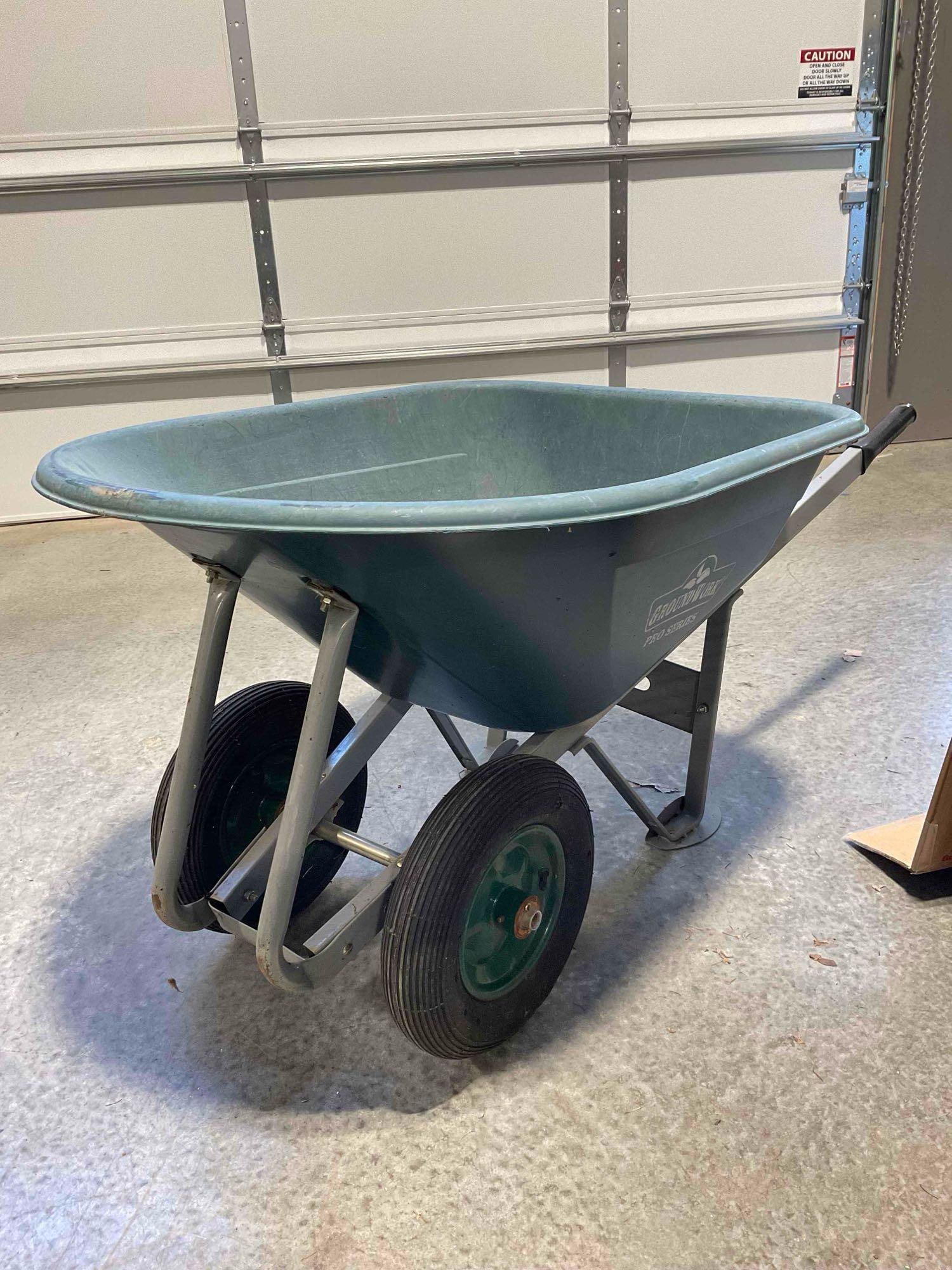 GroundWork Heavy Duty Two Wheel Plastic Wheelbarrow. Good Condition. See pics. - 4