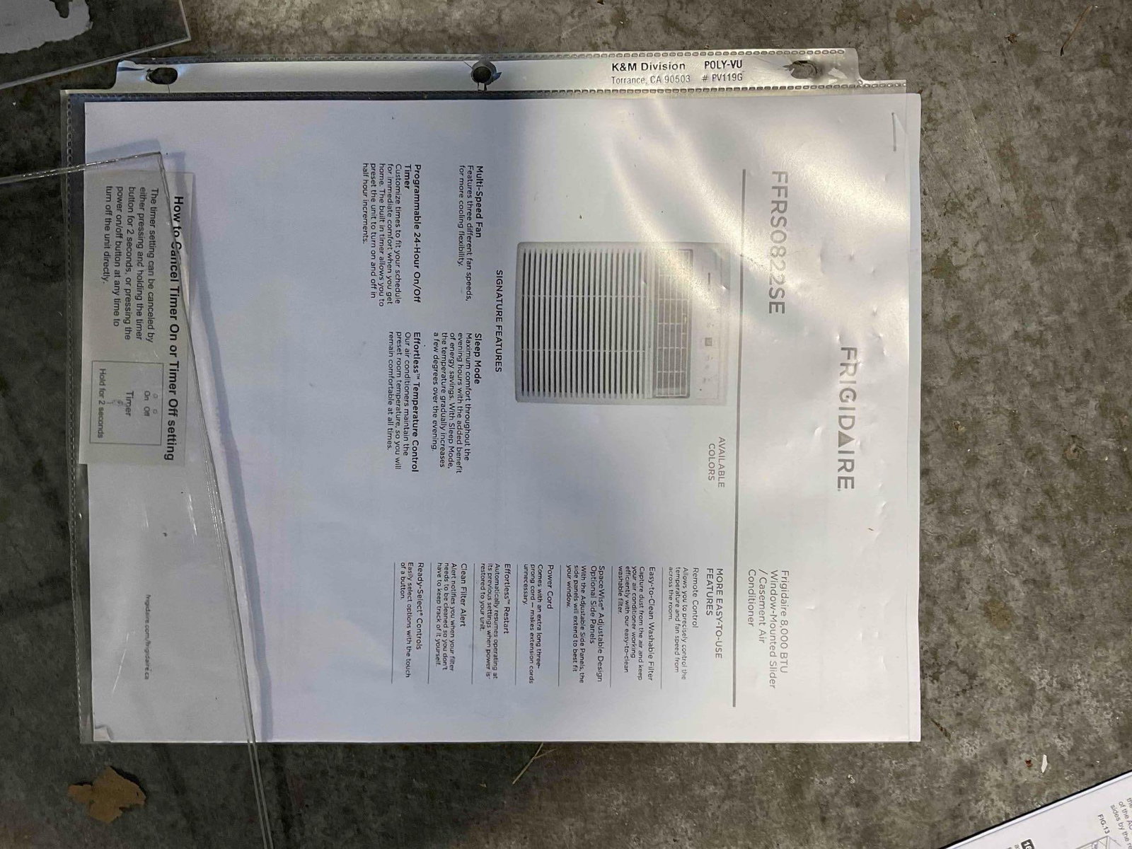 Frigidaire 8,000 BTu Window-Mounted Air Conditioner w/ Window Kit, Tested, Works. See pics. - 5