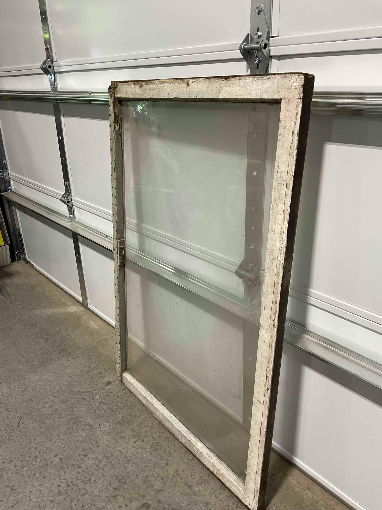 Vintage Large Reclaimed Glass Window Pane in Wood Frame. Measures 31" x 46" x 2" See pics. - 2