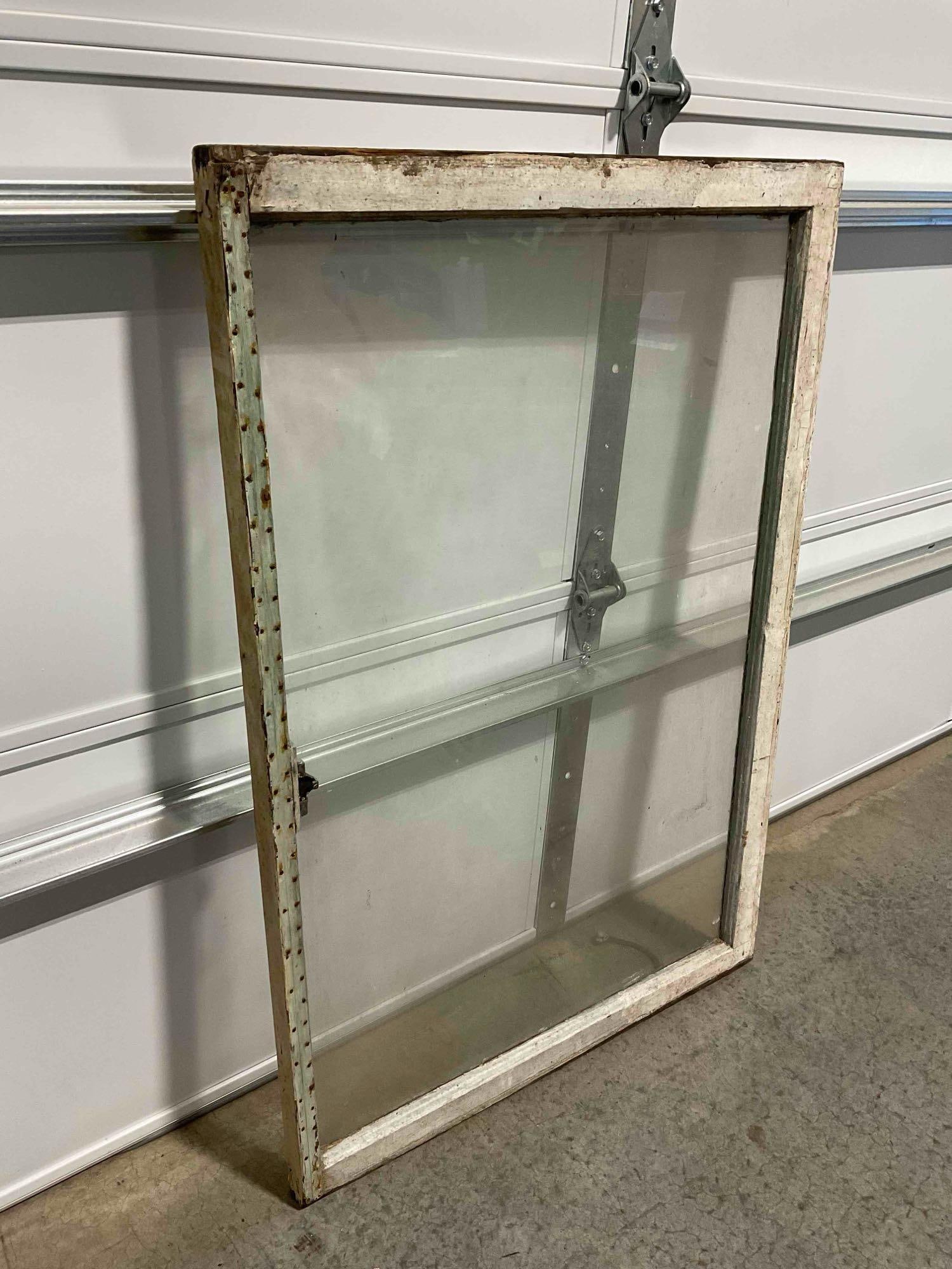 Vintage Large Reclaimed Glass Window Pane in Wood Frame. Measures 31" x 46" x 2" See pics. - 3
