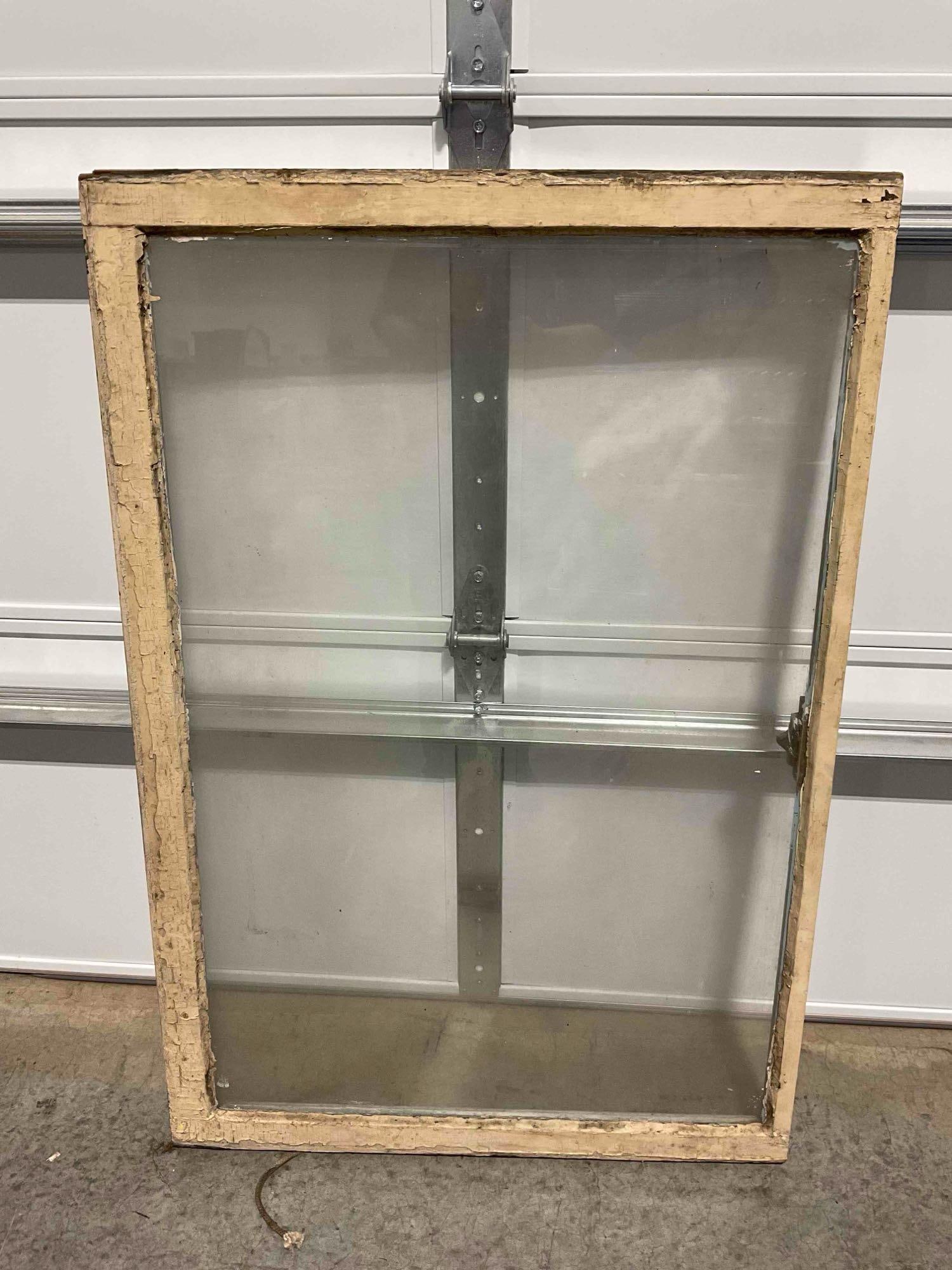 Vintage Large Reclaimed Glass Window Pane in Wood Frame. Measures 31" x 46" x 2" See pics. - 4