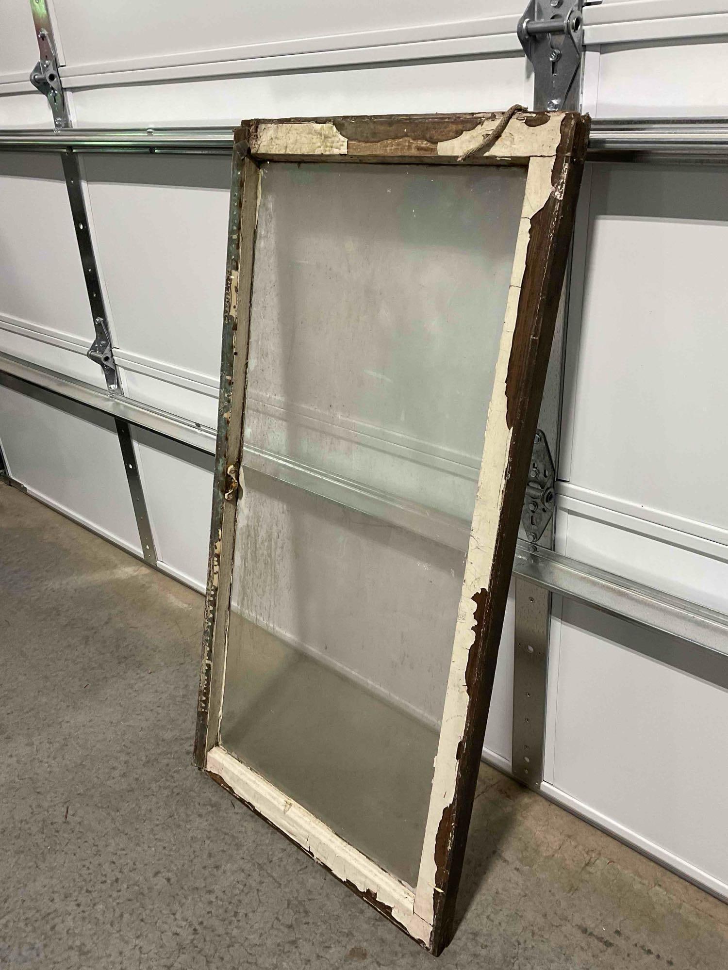 Vintage Reclaimed Glass Window Pane in Wood Frame. Measures 23" x 46" x 2" See pics. - 2