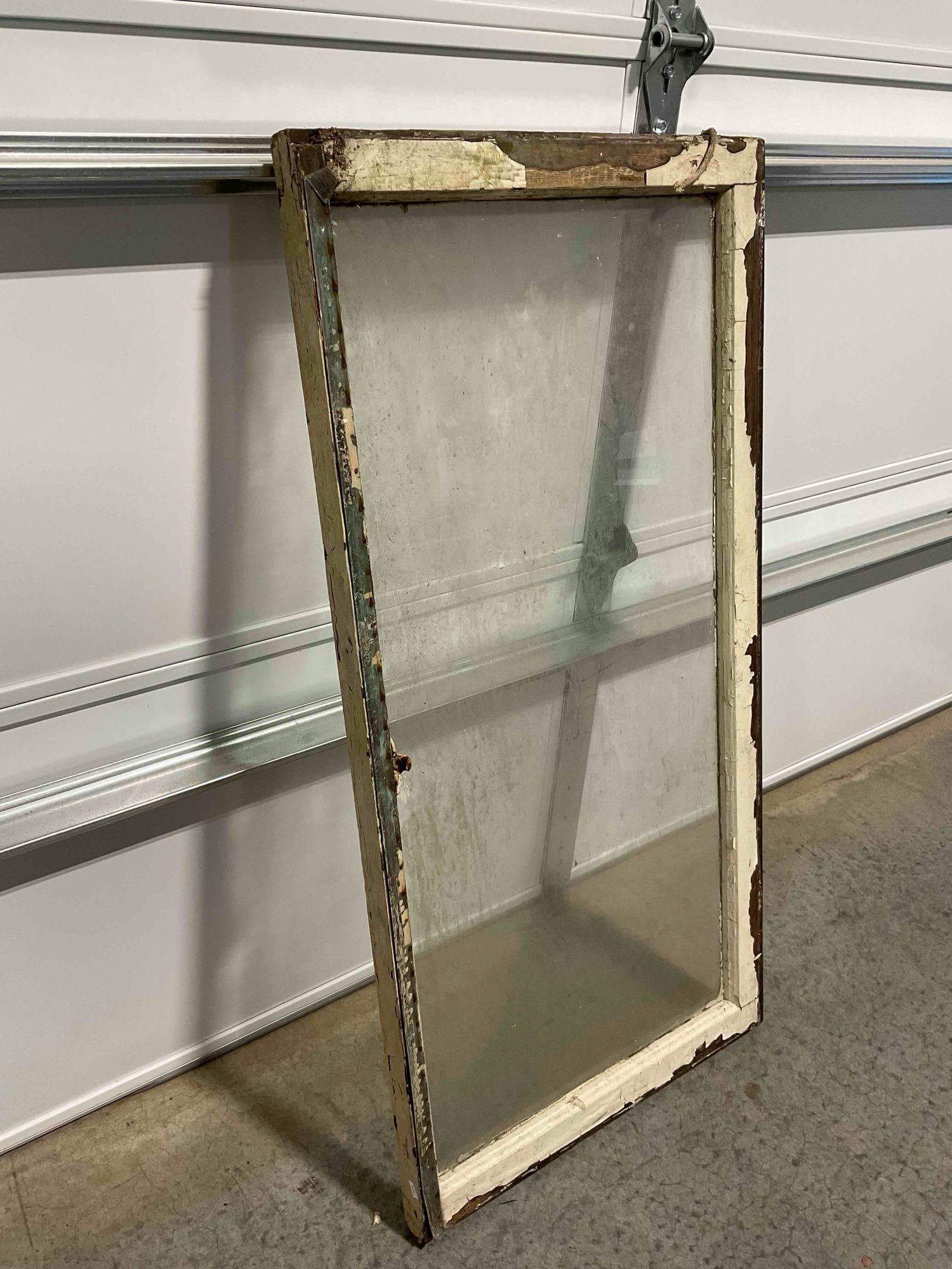 Vintage Reclaimed Glass Window Pane in Wood Frame. Measures 23" x 46" x 2" See pics. - 3