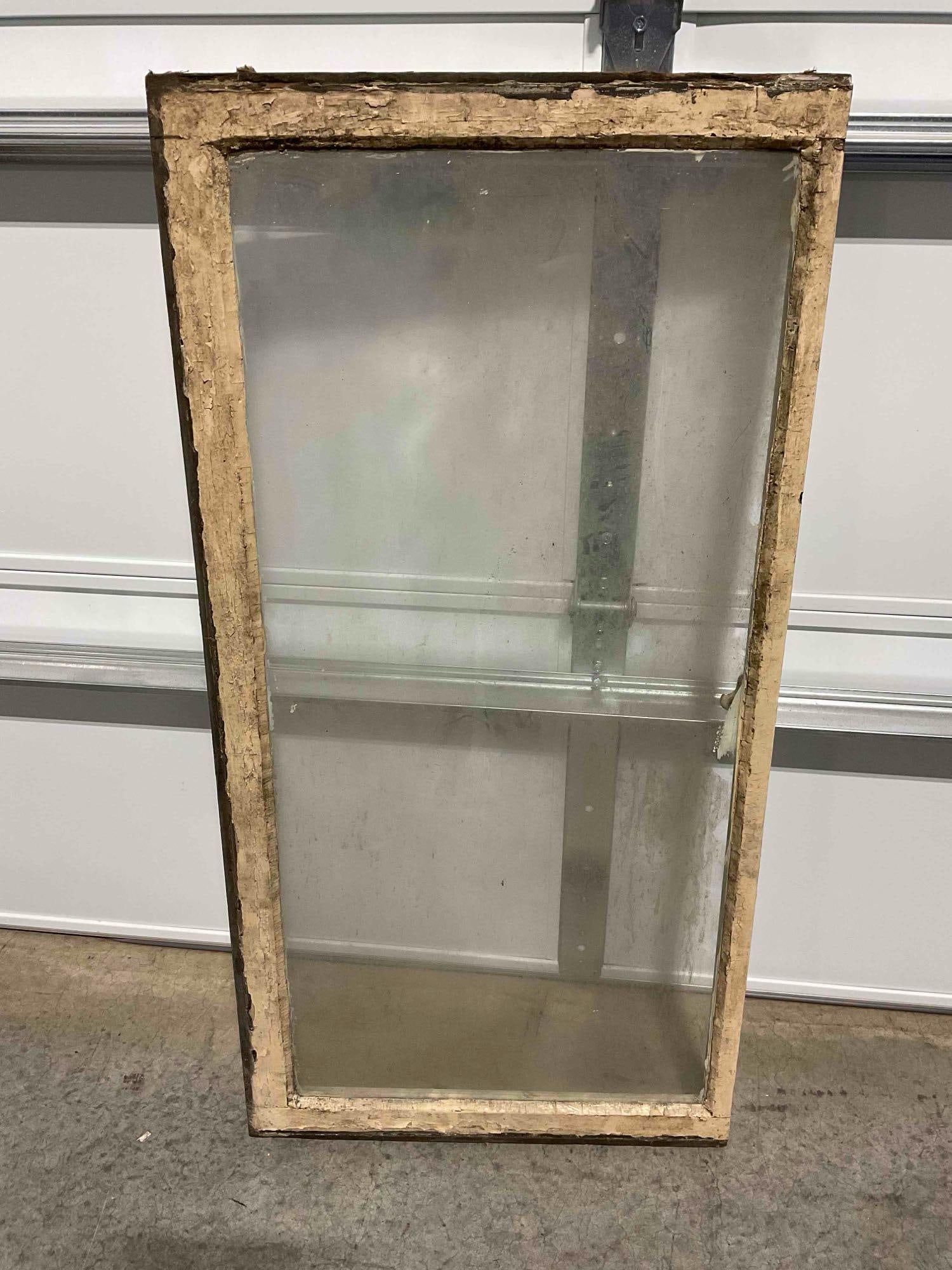 Vintage Reclaimed Glass Window Pane in Wood Frame. Measures 23" x 46" x 2" See pics. - 4