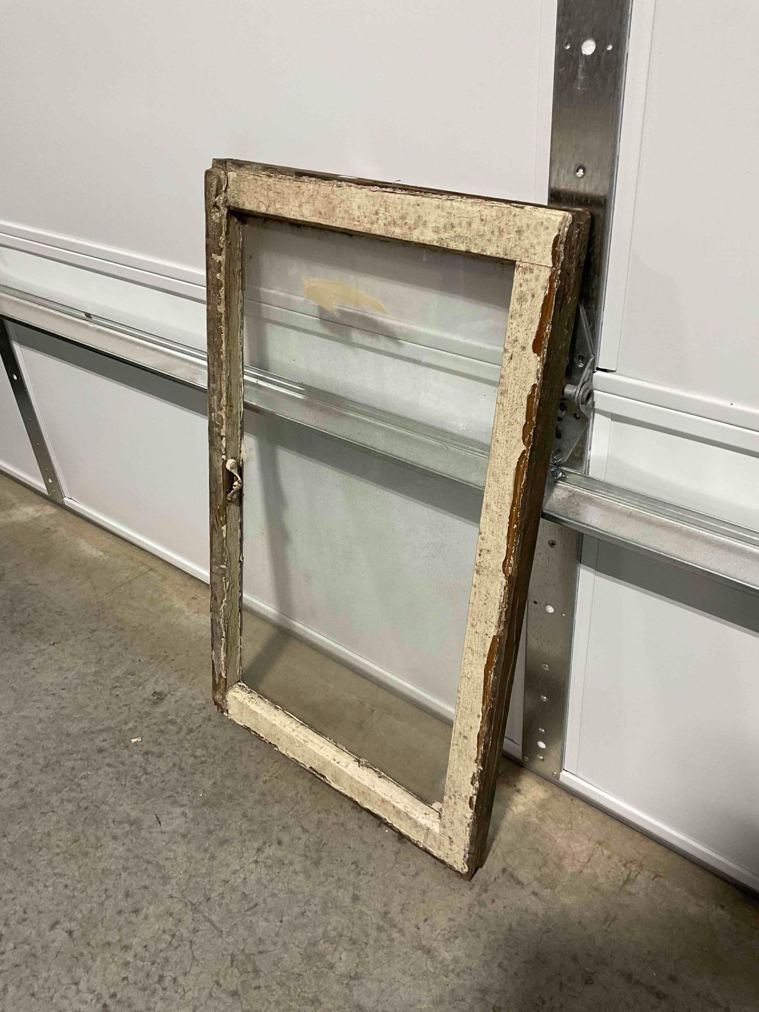 Vintage Reclaimed Glass Window Pane in Wood Frame. Measures 19" x 32" x 2" See pics. - 2