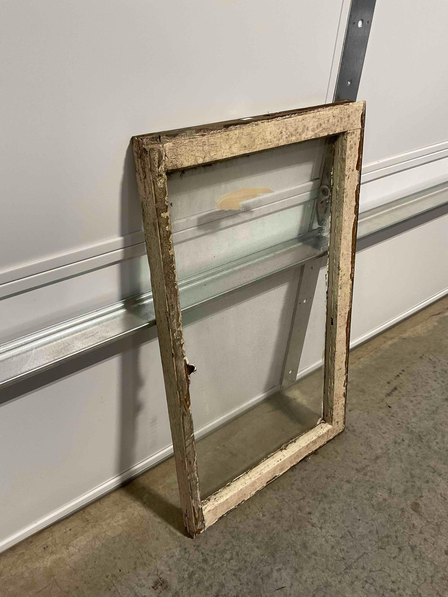 Vintage Reclaimed Glass Window Pane in Wood Frame. Measures 19" x 32" x 2" See pics. - 3