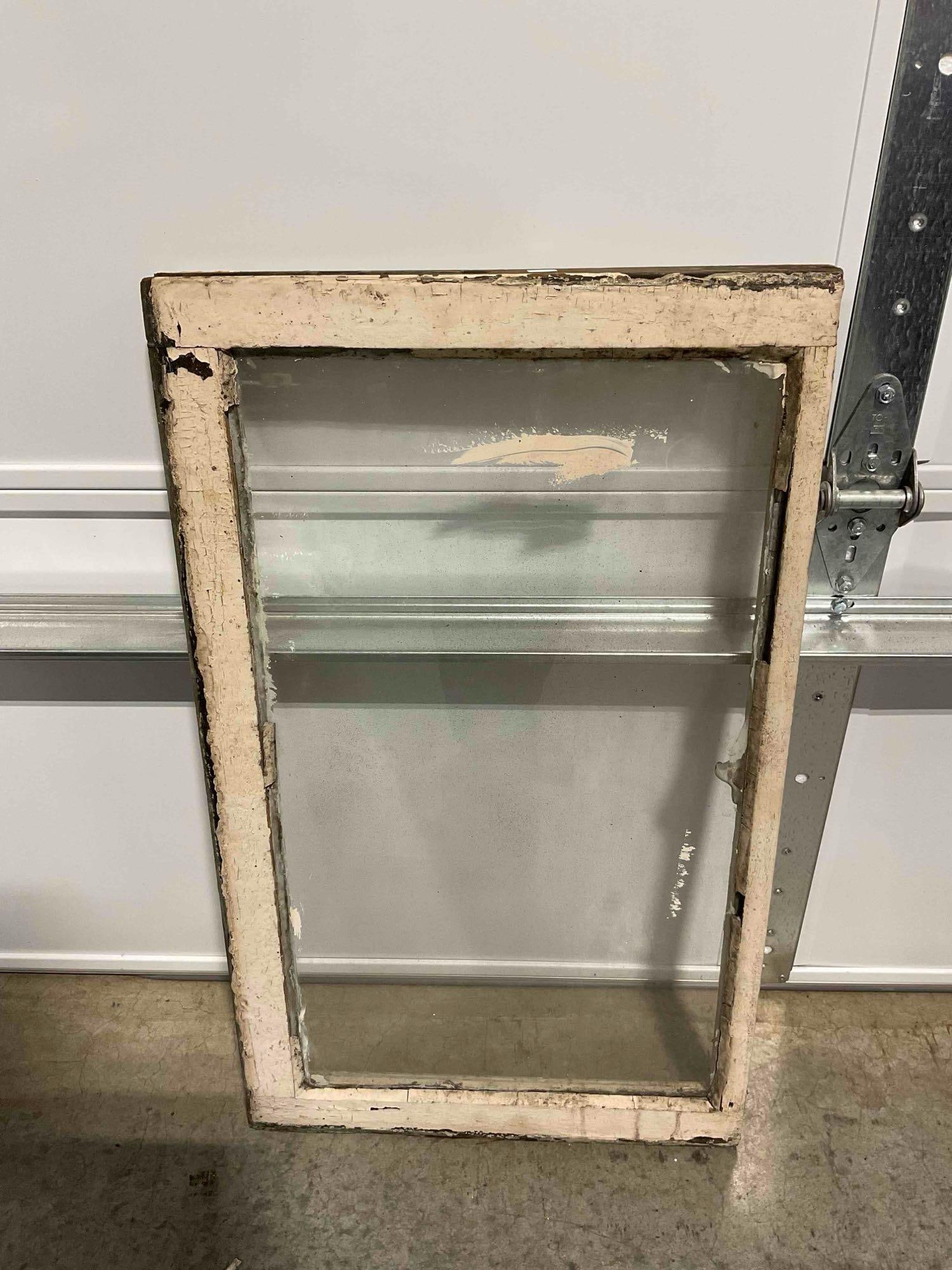 Vintage Reclaimed Glass Window Pane in Wood Frame. Measures 19" x 32" x 2" See pics. - 4