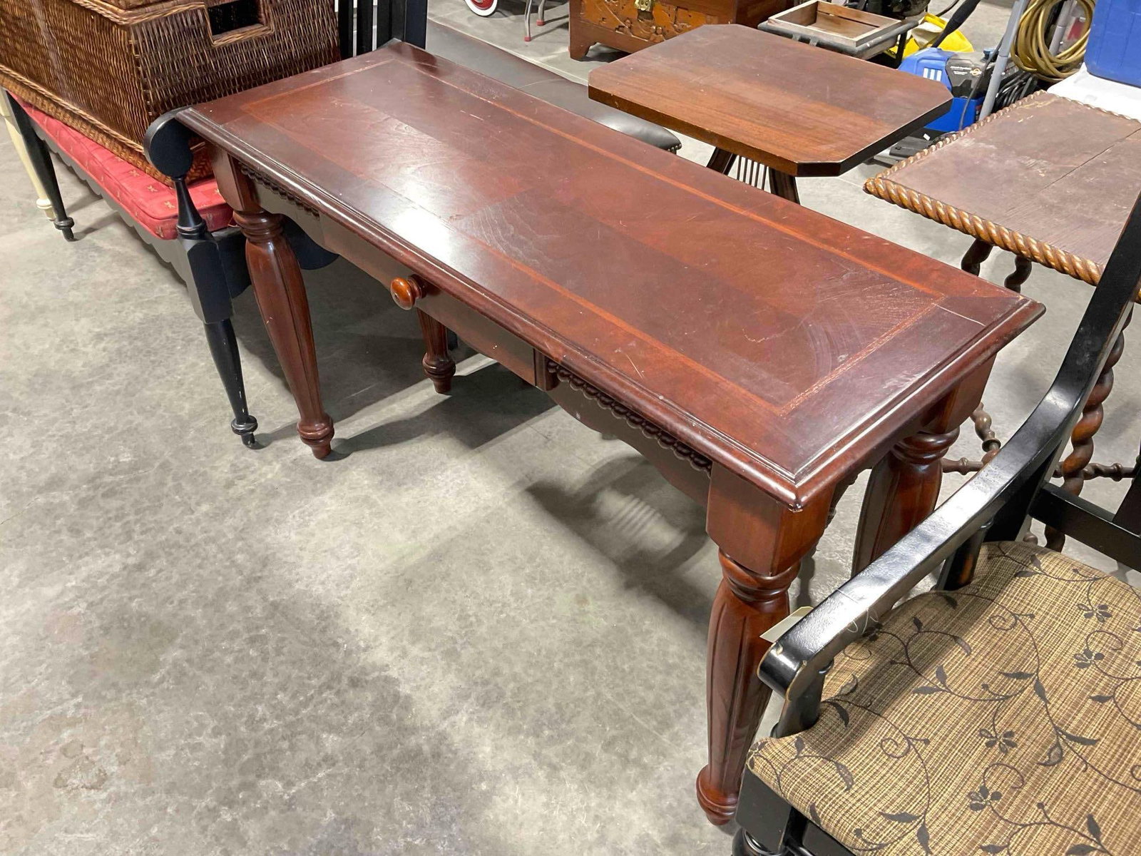 Modern Cherry Wood Finish Sofa Console Table w/ Drawer. Good Condition. See pics. - 2