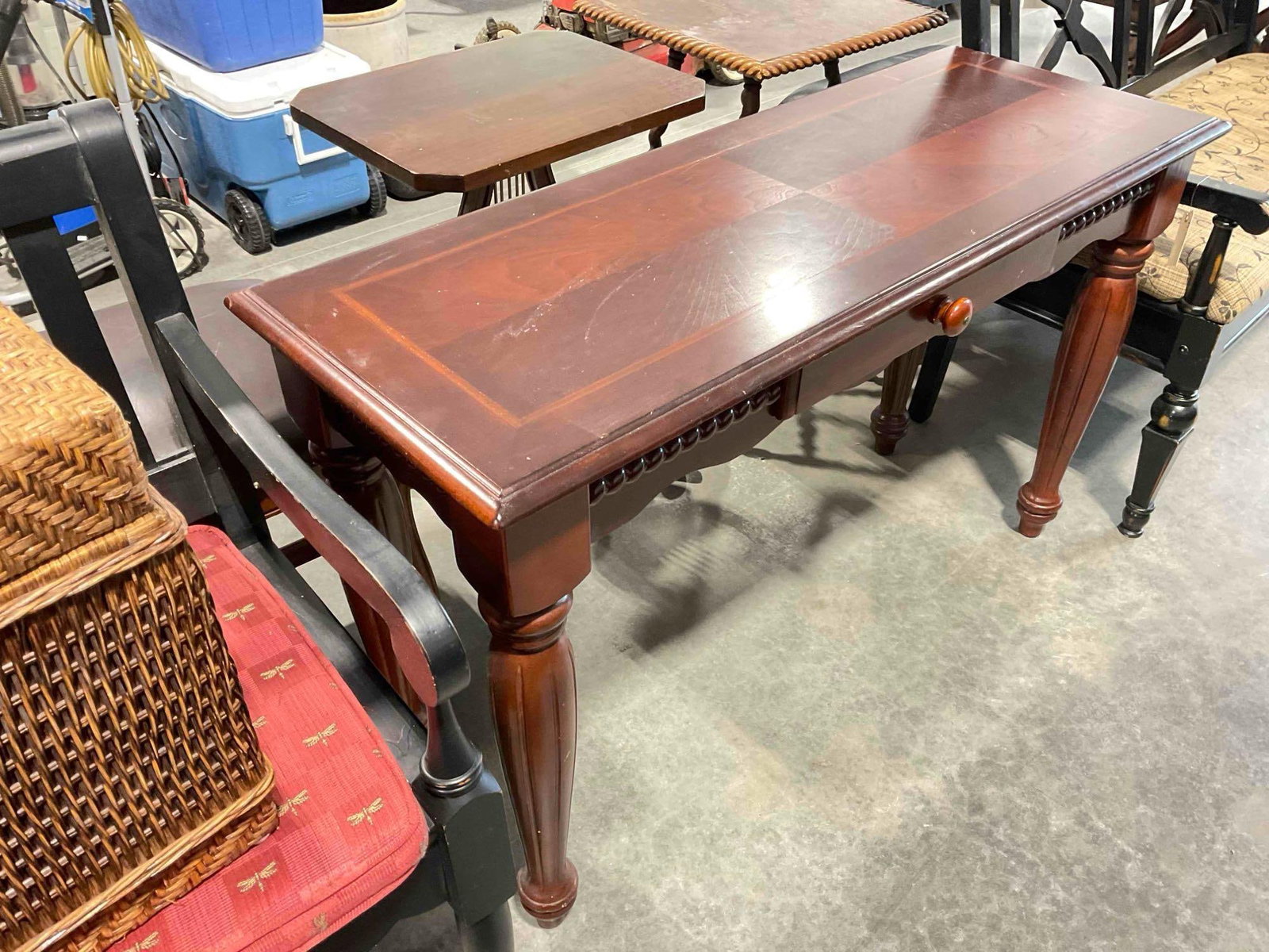 Modern Cherry Wood Finish Sofa Console Table w/ Drawer. Good Condition. See pics. - 3