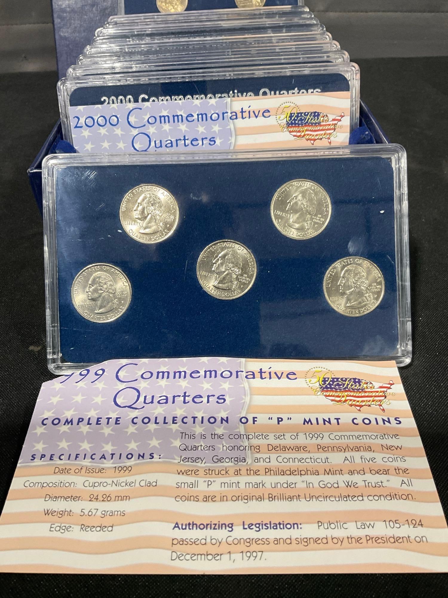 Complete Set of 50 State Commemoravitve Quarters 1999-2008 P-mark All slabbed BU UNC in OG box - 2
