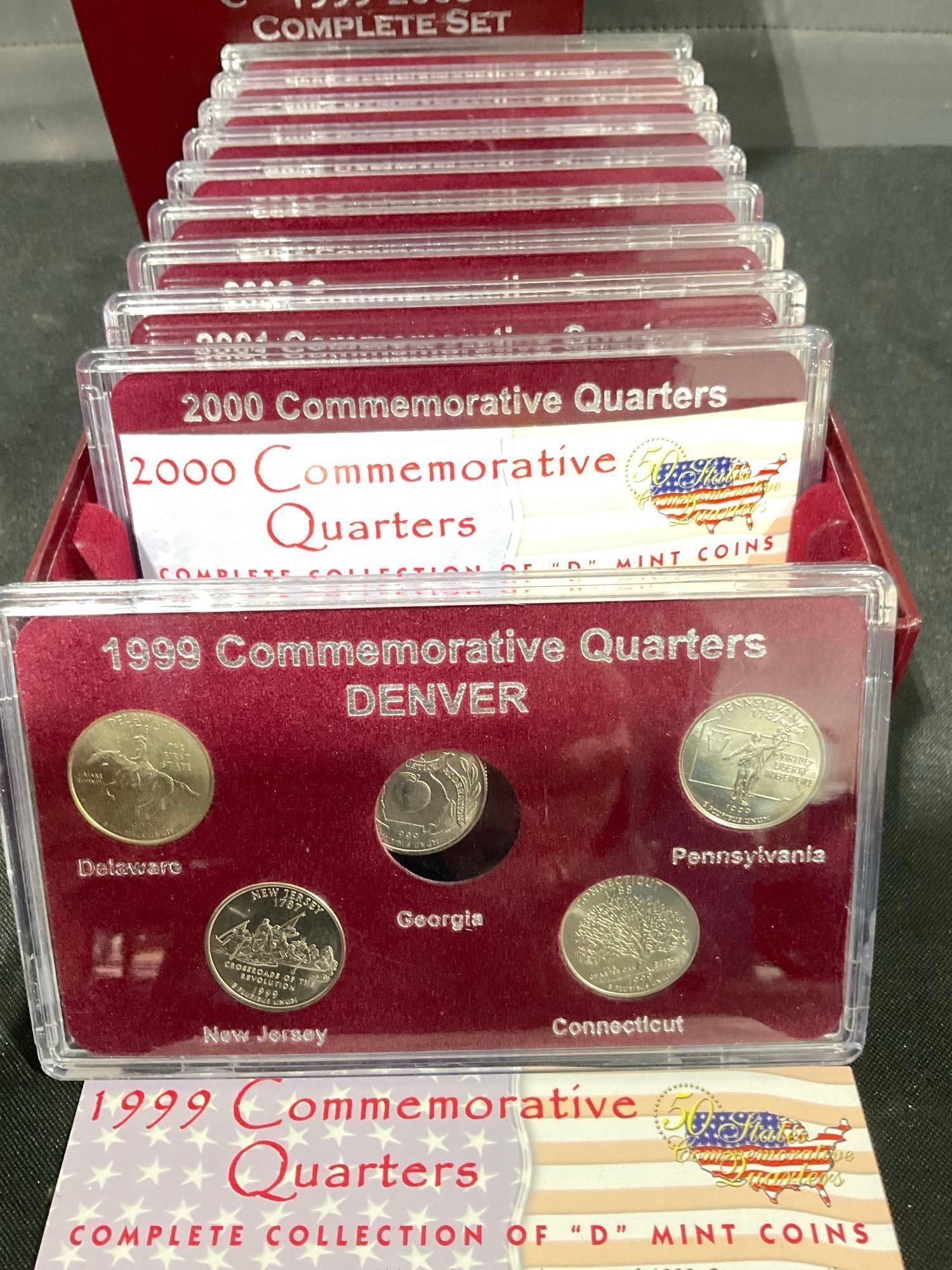 Complete Set of 50 State Commemoravitve Quarters 1999-2008 D-mark All slabbed BU UNC in OG box - 2