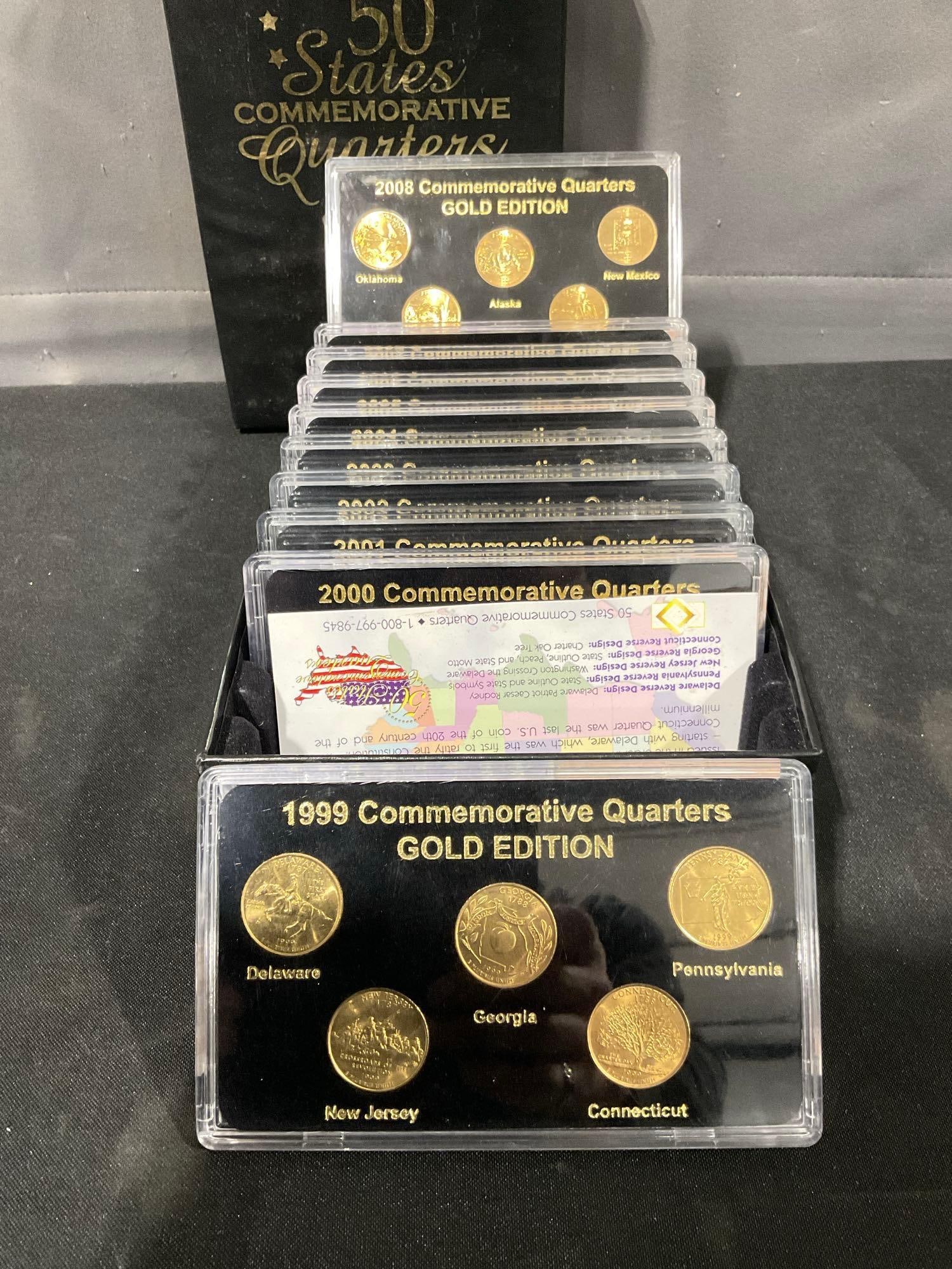 Boxed Set of 50 State Commemoravitve Quarters 1999-2008 Gold Edition P&D All slabbed BU UNC OG box - 3