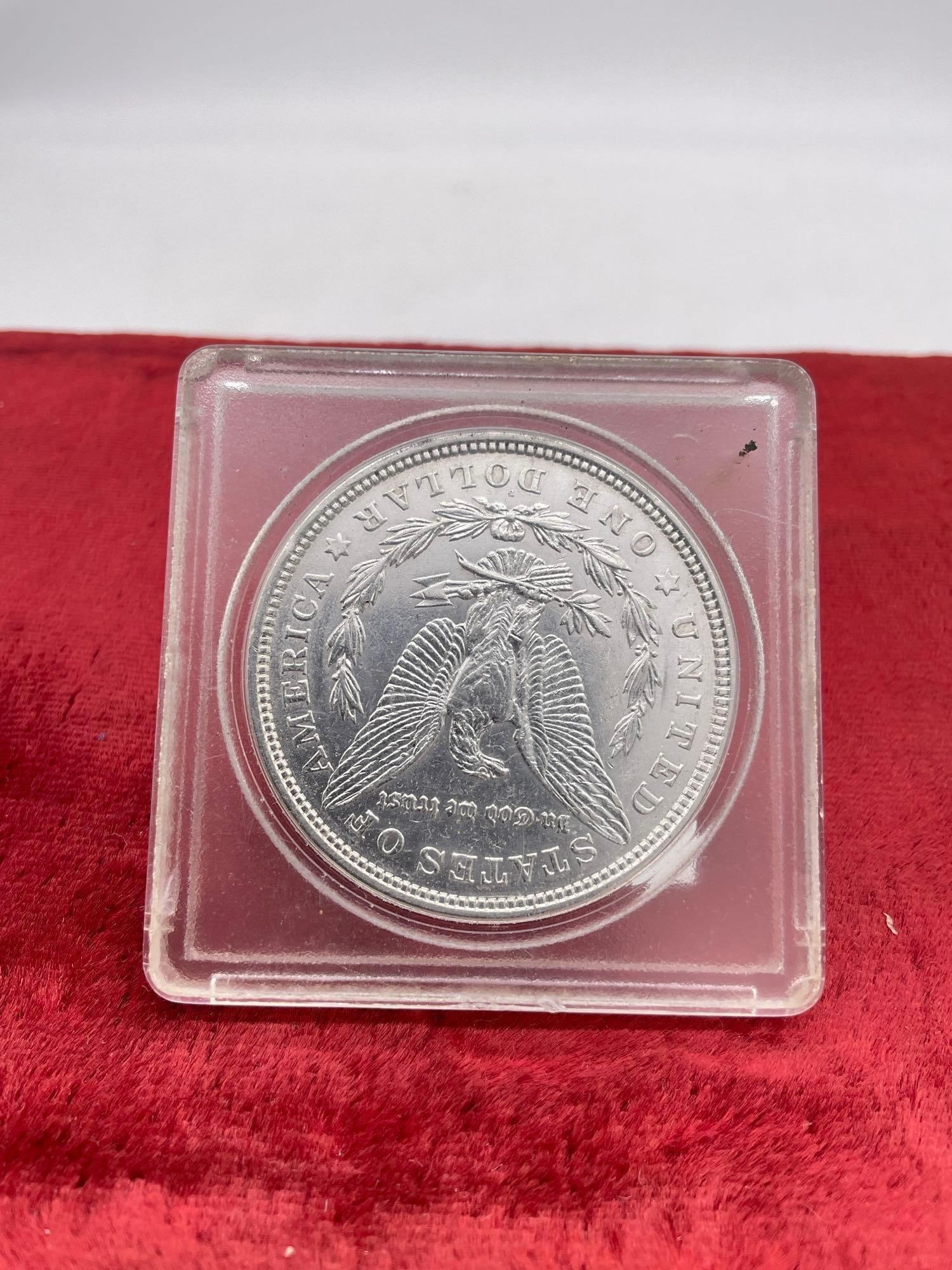 Antique 1921-D Silver Morgan Dollar nice condition in protective Coin Flip see pics - 3
