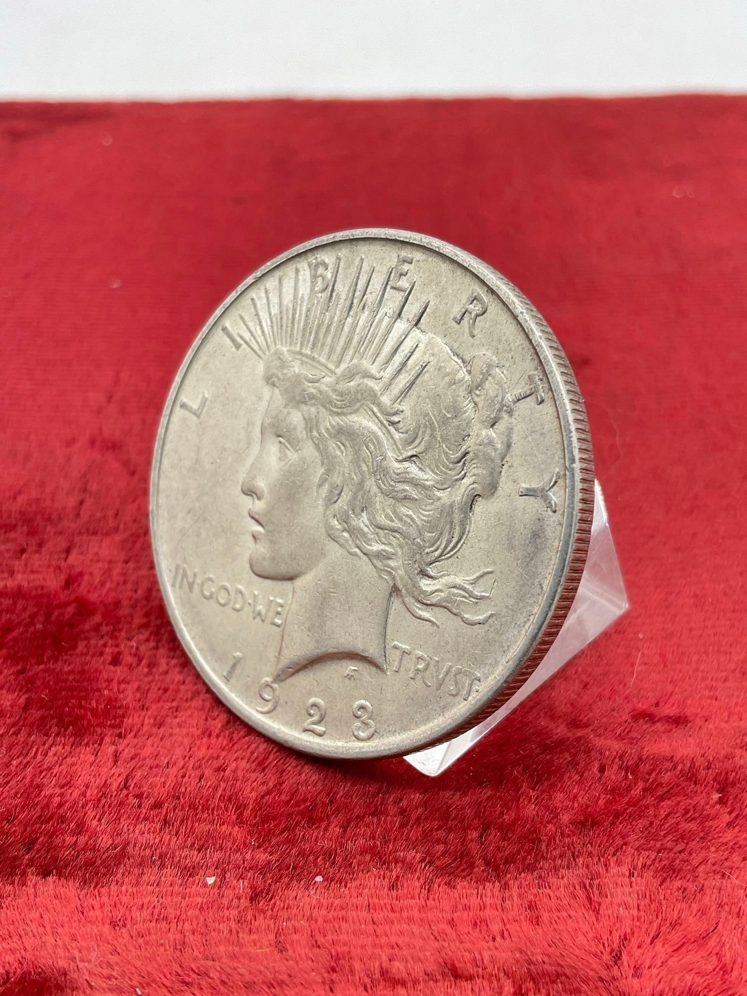 Antique 1923-D Silver Peace Dollar coin is in nice condition see pics - 2