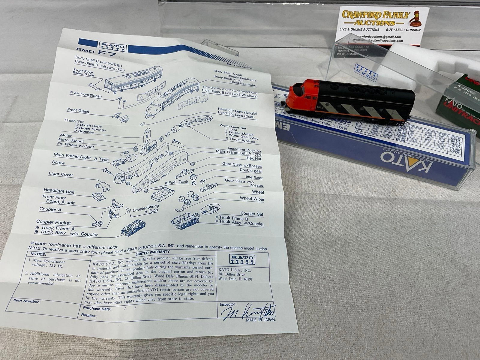 2x Kato EMD F7 9165 Engines, N Gauge trains & 2x Kato 2-1/2 Mag. Uncoupler tracks, N-Gauge - 4