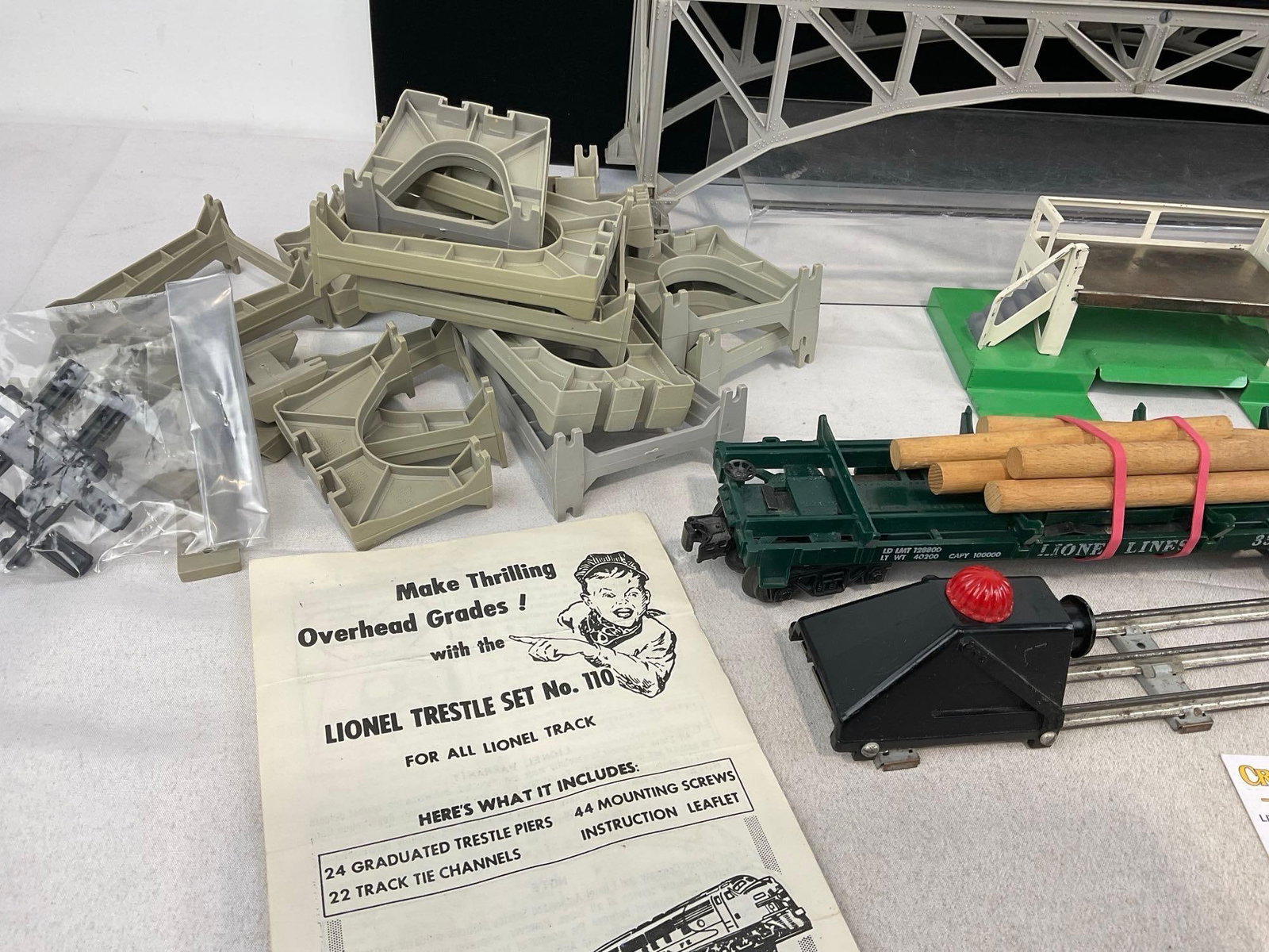 Asst Lionel Trains & Acces. Booklets, Trestle Set 110, 6487 Caboose, Logcar 3362, Oil & Gondola C... - 3