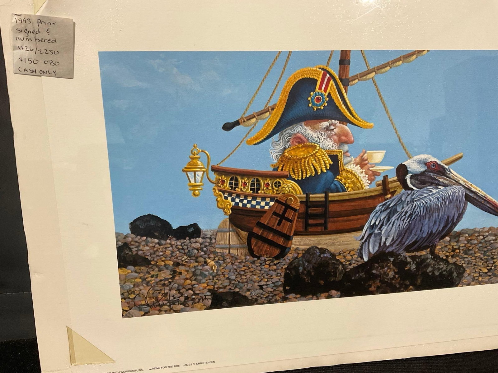 Signed & #d 1126/2250 Litho titled Waiting for the Tide by James Christensen, 14h x 38w inches - 2