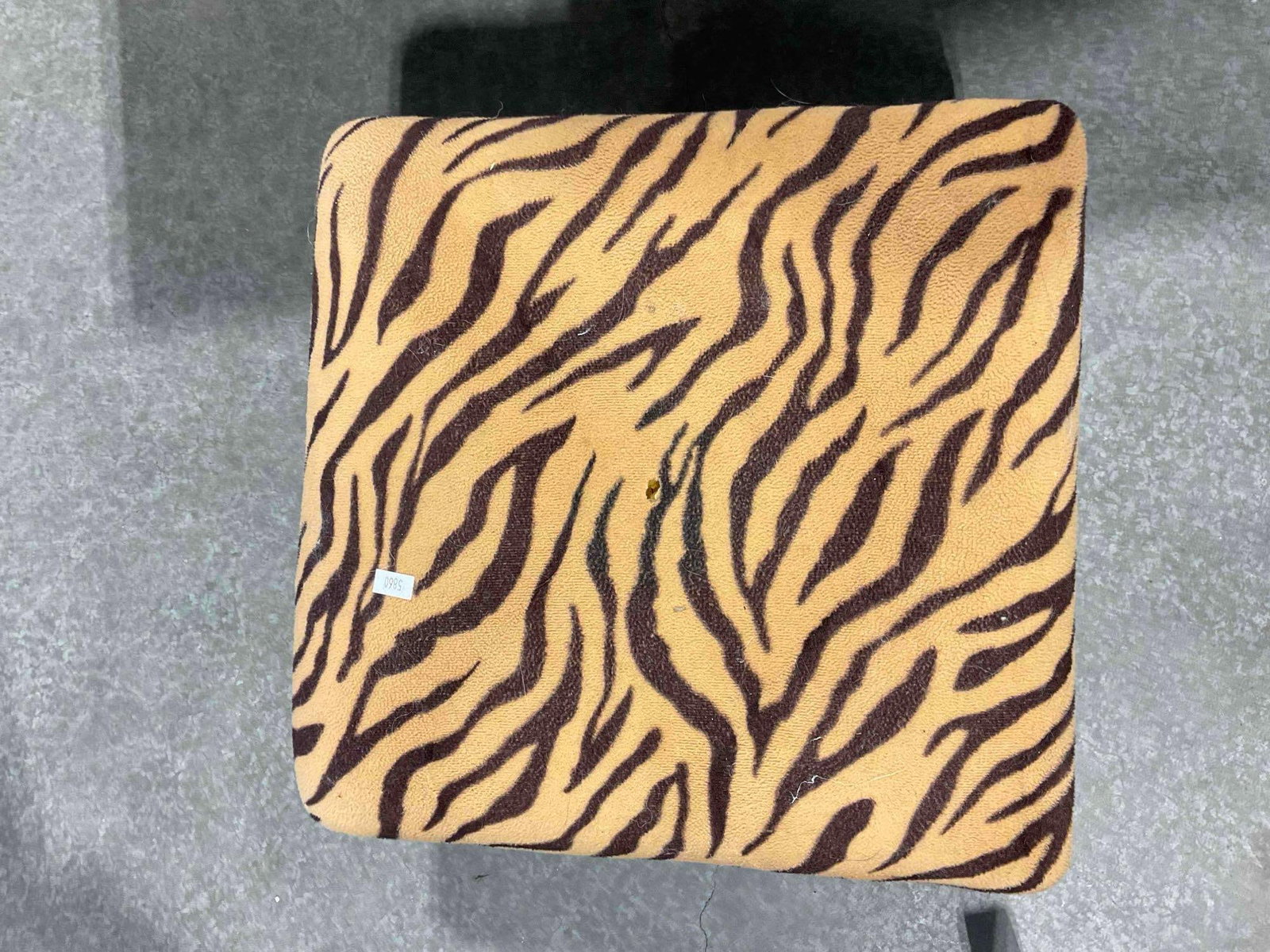 Modern Low Piano Stool w/ Animal Print Fleece Upholstery. Fair Condition. See pics. - 3