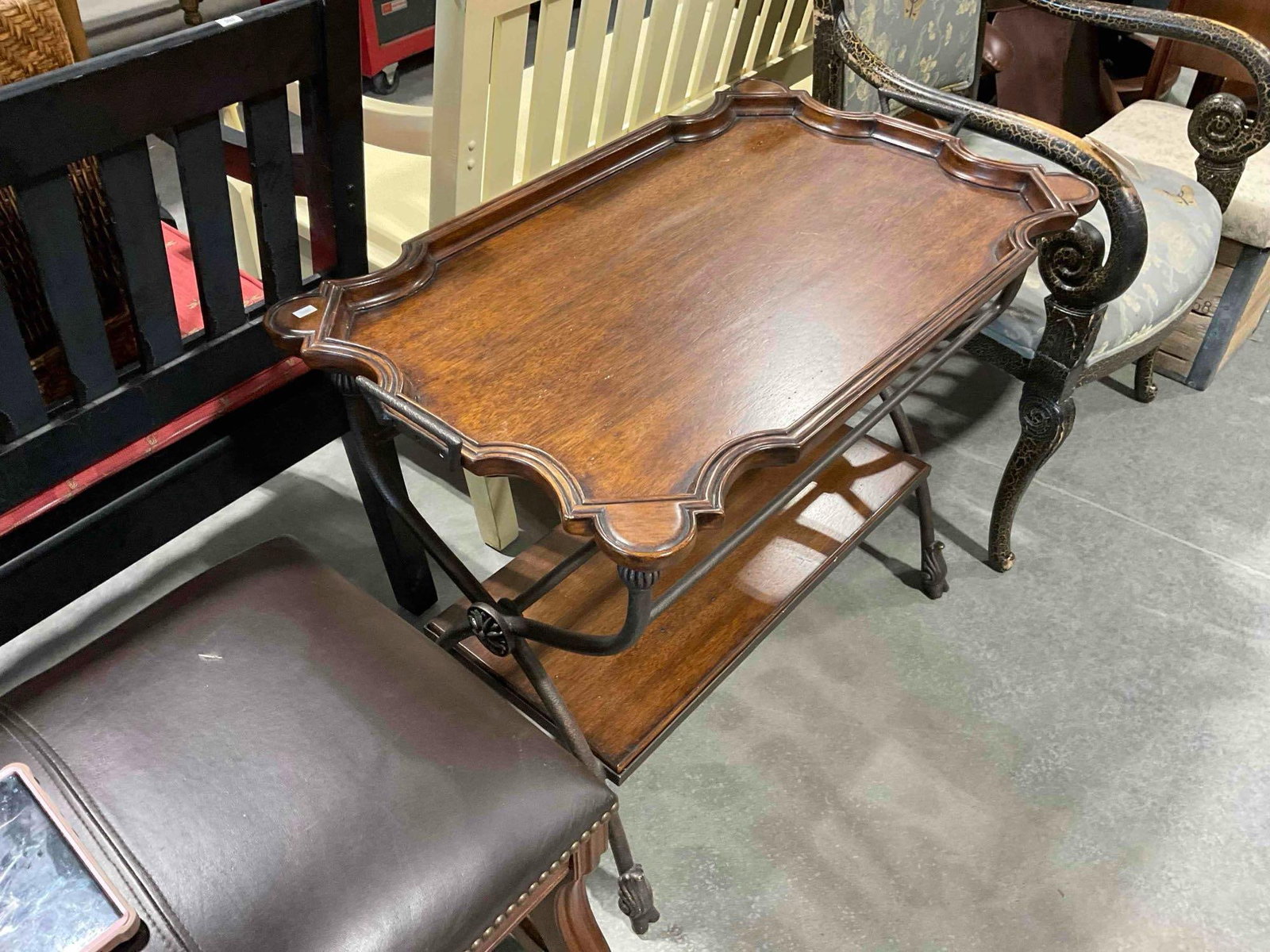 Antique Style Mahogany Finish Two-Tier Accent Side Table. Good Condition. See pics. - 2