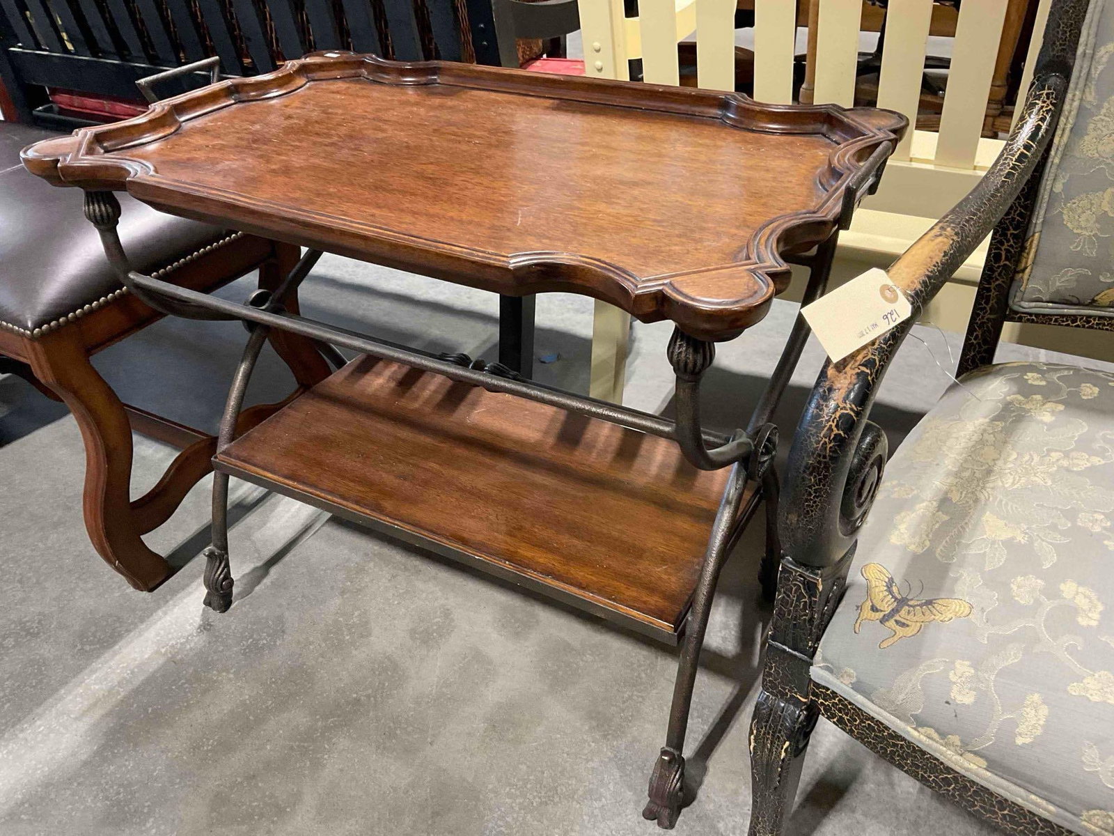Antique Style Mahogany Finish Two-Tier Accent Side Table. Good Condition. See pics. - 3