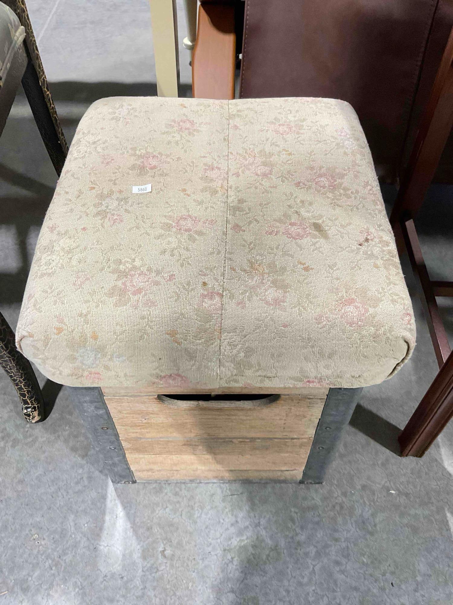 Vintage Ottoman Made From Repurposed Rowell Dairy Crate. Good Condition. See pics. - 2