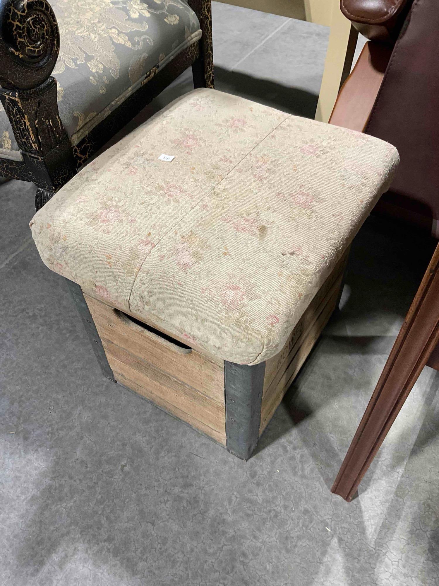 Vintage Ottoman Made From Repurposed Rowell Dairy Crate. Good Condition. See pics. - 4