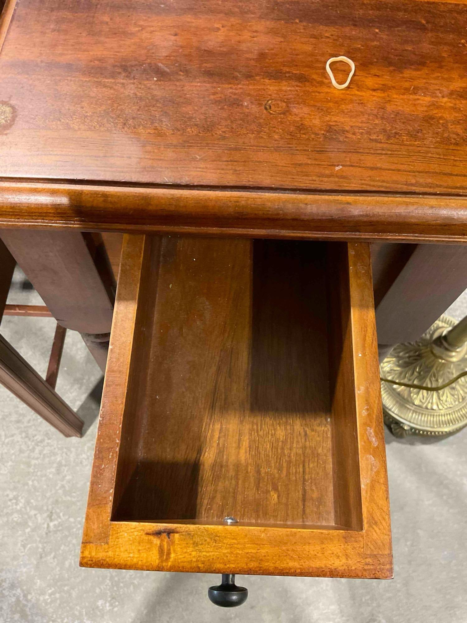 Pier 1 Mahogany Wood Side 2-Tier Planter Table w/ Drawer. Good Condition. See pics. - 4
