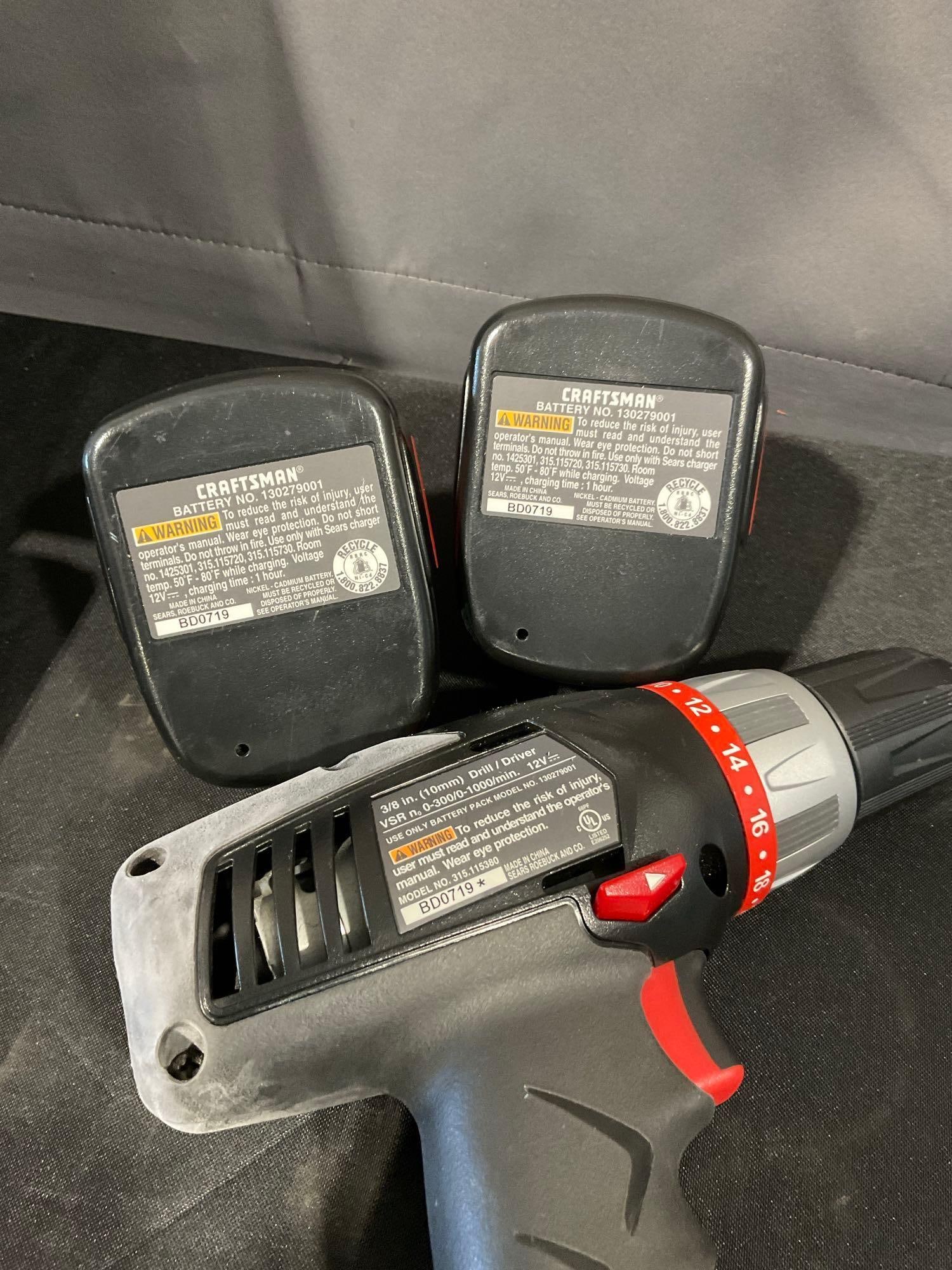 Craftsman 3/8 in Drill/Driver model no 315.115380 in case, w/two batteries - 3