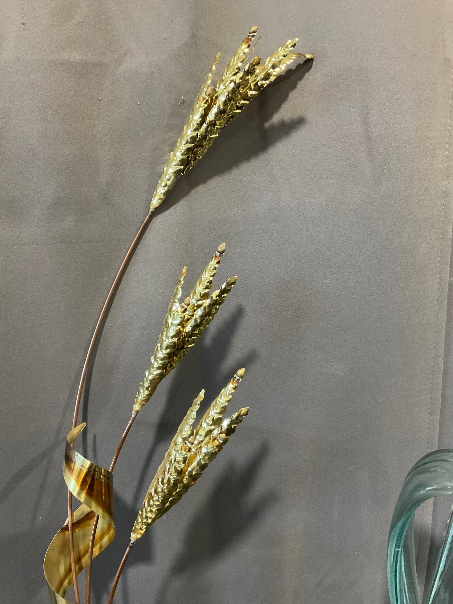 Pair of Brass/Copper Wheat Stalks, Copper Teapot, 2 Beer Steins, & Murano style Blown Glass Art V... - 3