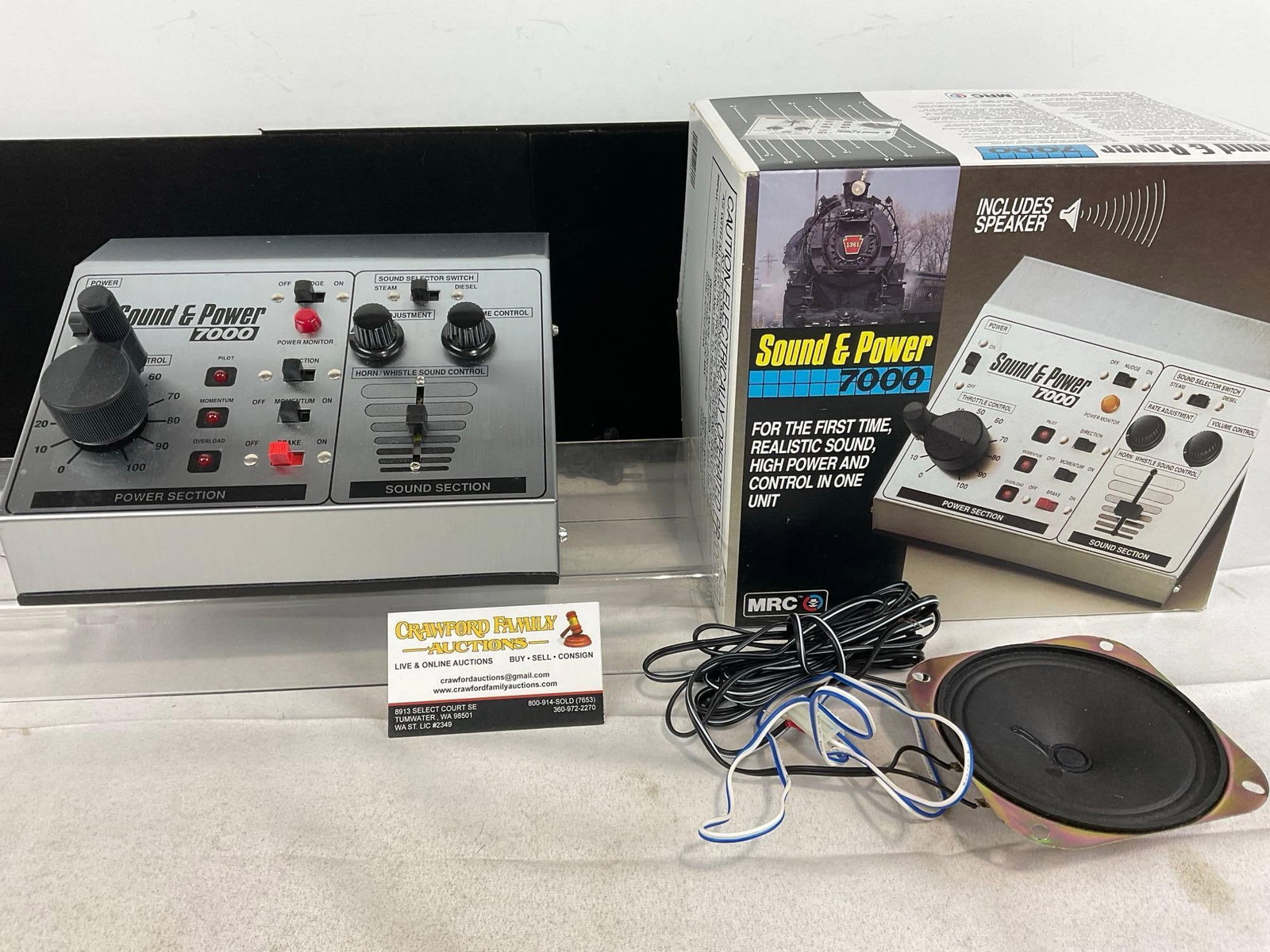 Sound & Power 7000 MRC, Train Transformer & Sound Control in box: Appears to be in good shape. The piece measures approx 8h x 9w x 9d inches. See pics. E-5430