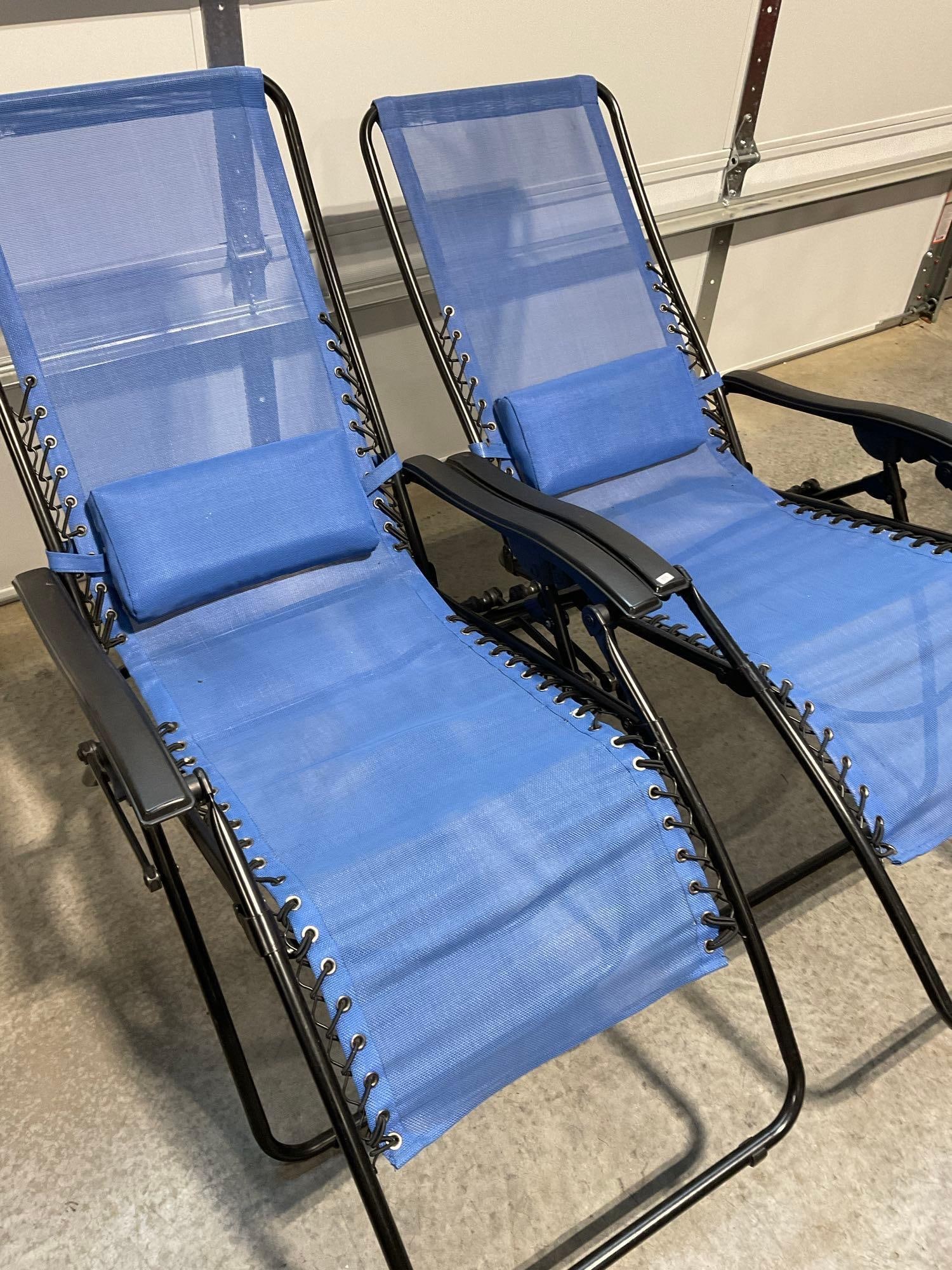 Pair of Zero Gravity Outdoor Lounge Chairs, w/Removable Pillows, 12h x 35w x 35d inches - 2