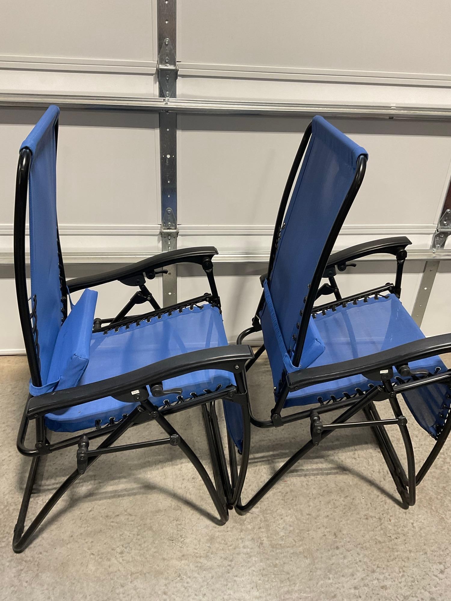 Pair of Zero Gravity Outdoor Lounge Chairs, w/Removable Pillows, 12h x 35w x 35d inches - 4