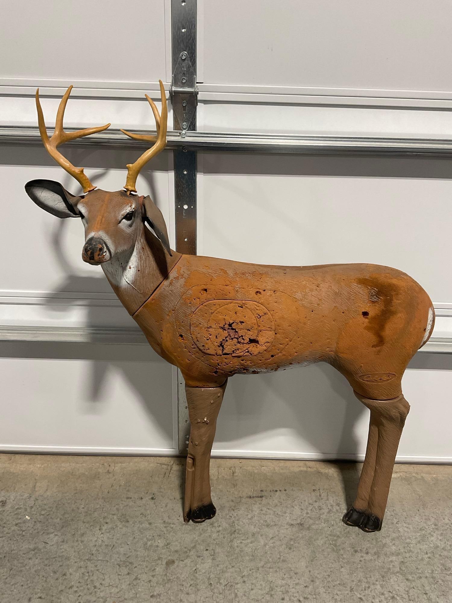 Deer Archery Target w/Foam torso, previously used, 14h x 41w x 28d inches: Appears to be in good shape. The pieces fit in a military bag, it measures approx 14h x 41w x 28d inches. See pics. E-5600 *Freight Required if shipped, Buyer Arranged/Responsibility*