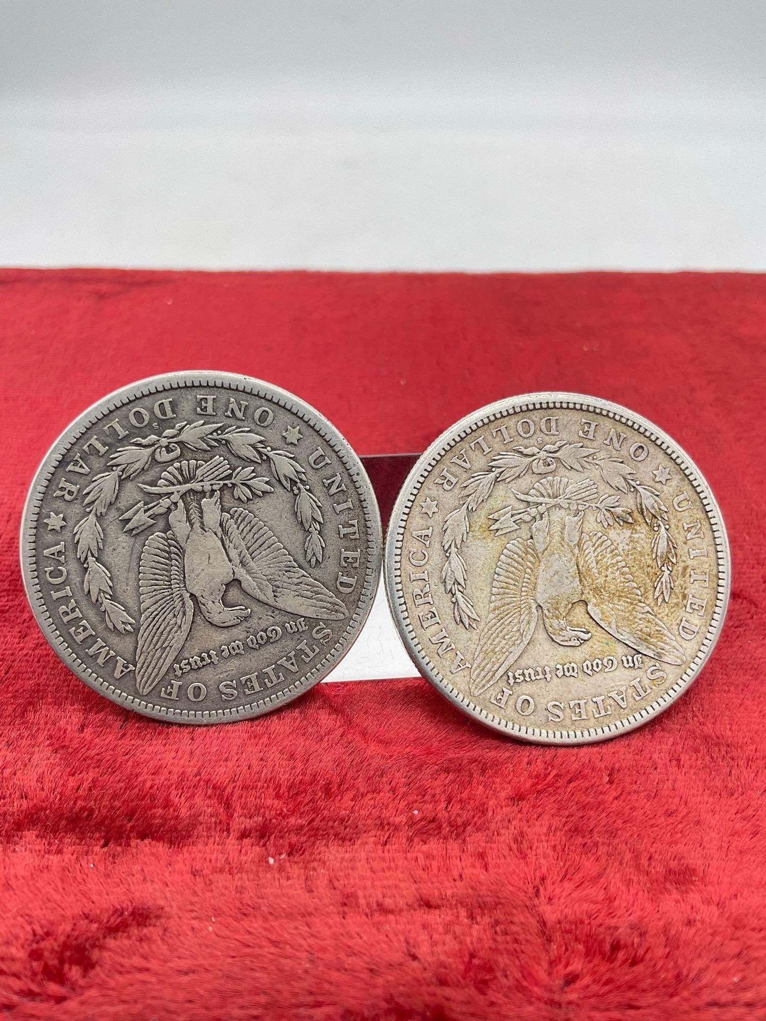 2 x Antique 1921- S mint mark Silver Morgan Dollar coins see pics - 2