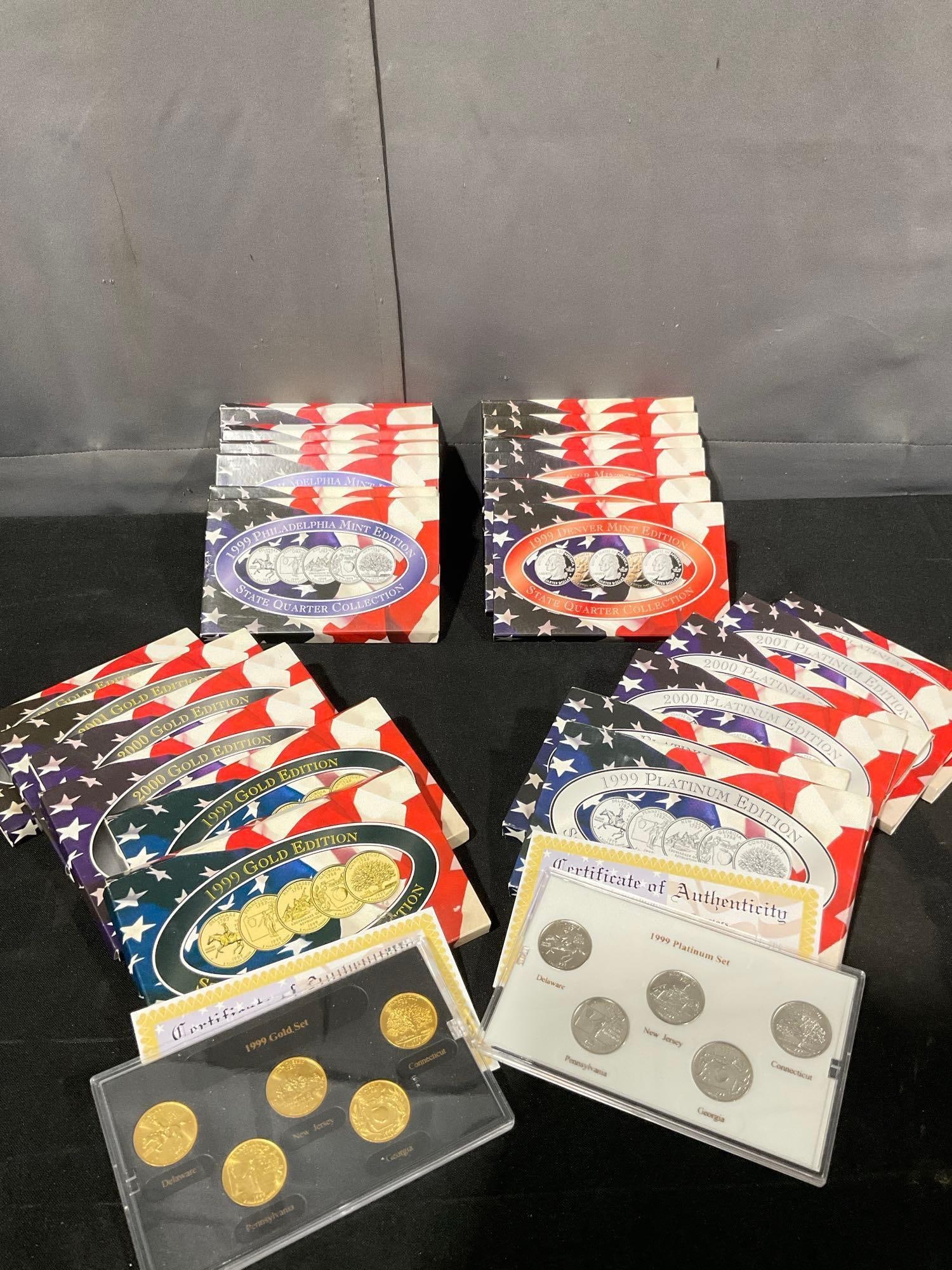 24x Sets of US mint State Quarter Uncirculated Slabbed, P & D , Gold and Platinum sets (1 of 4)
