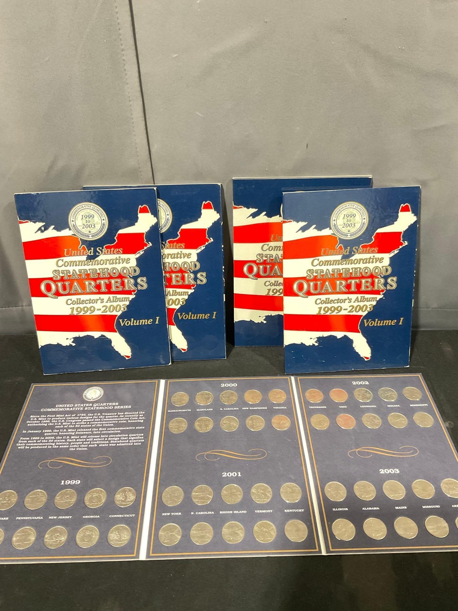 5 x Us Commemorative State hood Quarter sets P & D Volume 1 -1999-2003 200 Coins total: C-5880 Each binder has 50 each coins appear to be UNC