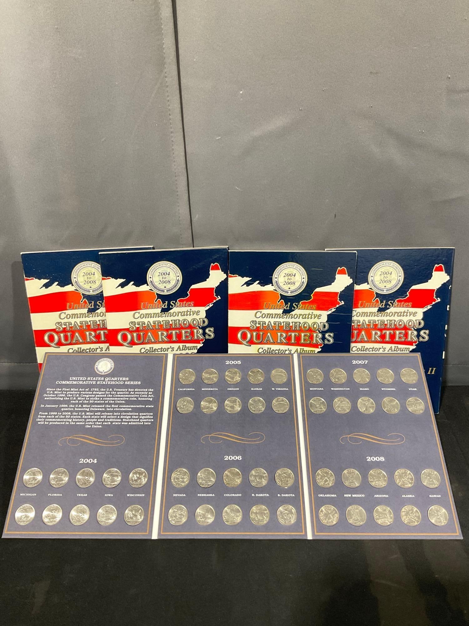 5 x Us Commemorative State hood Quarter sets P & D Volume 2- 2004-2008 / 199 Coins total: C-5880 All binders have 50 coins each and appear to be UNC, not 1 binder is missing a coin