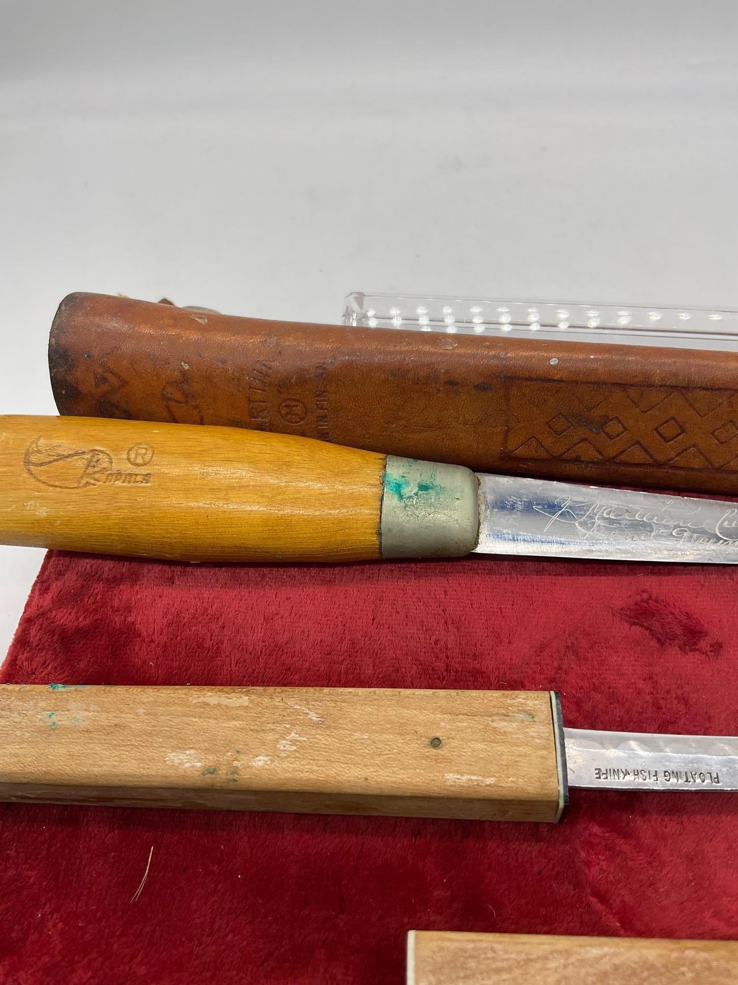 3x Fish Filet Knives 1 Better Quality Rapala Knife Finland J Martini, 1 Floating, 1 vintage - 4