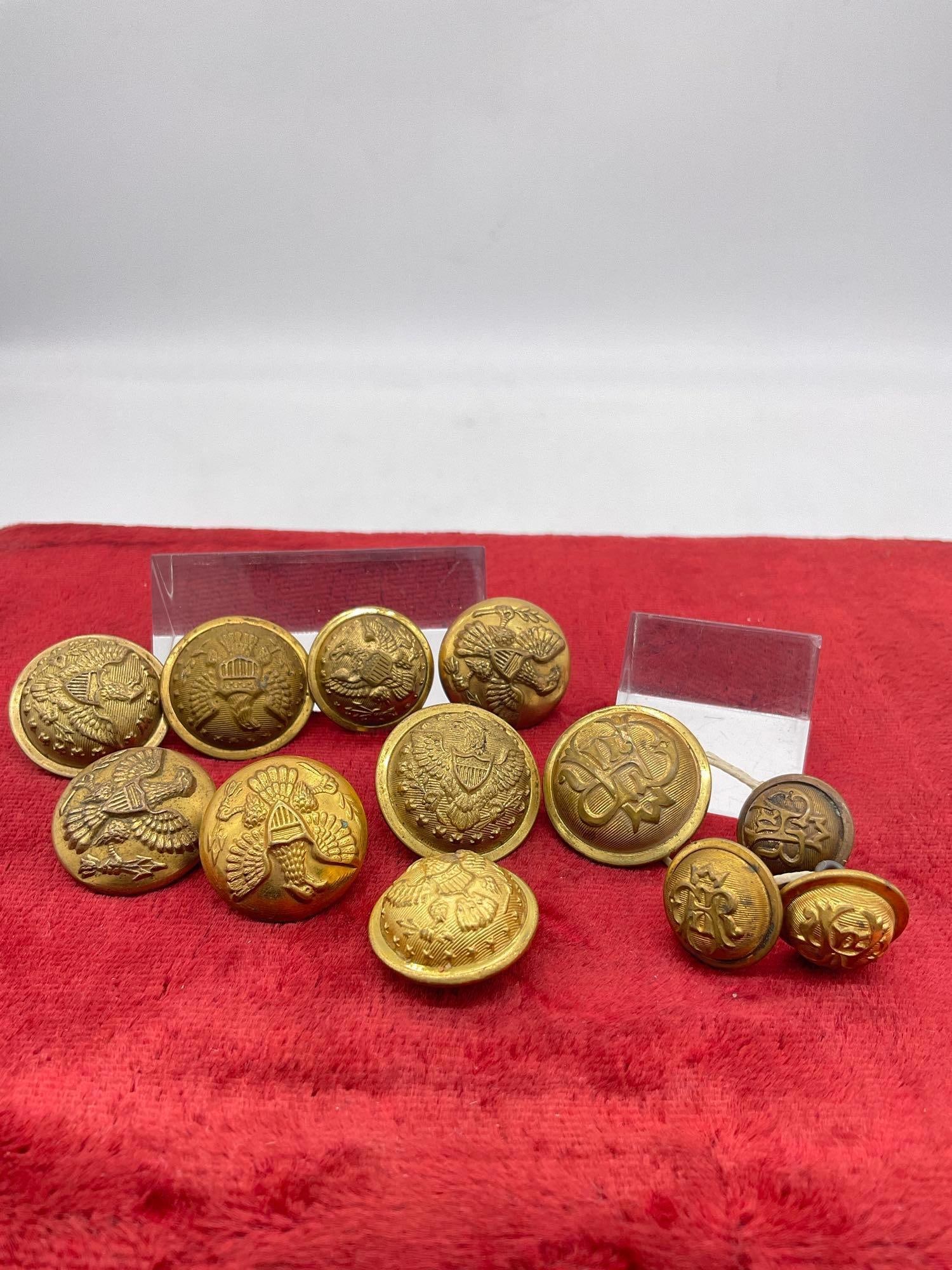 Antique Post civil war 1875 Grand Army buttons , by Goodwin Co + General Service Buttons 1870-1900: c-5630 8 x General service buttons by Horstman Philad, 2 unmarked 4x Grand army all marked 