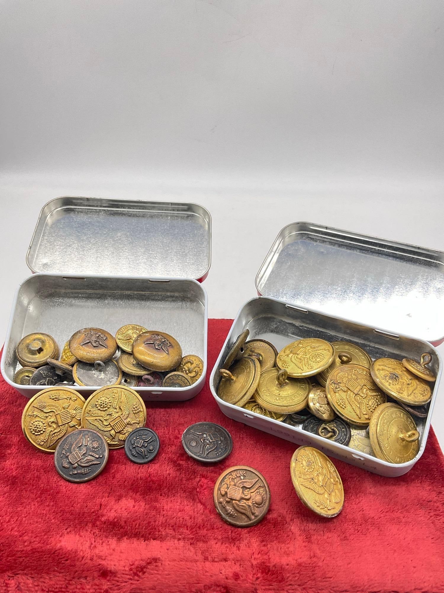 large selection Of antique US mIlitary buttons Civil war to Possibly WWII See pics: c-5360 Some Marked Sold as is 
