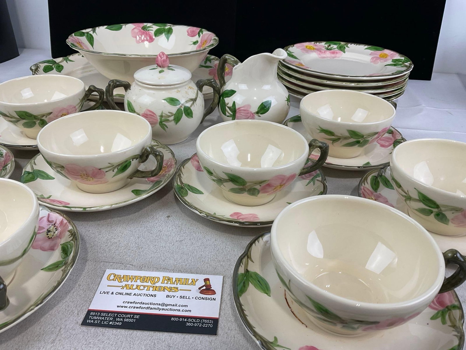 Franciscan California Earthenware China, approx 25 pieces, 8 cups/saucers, platter, bowl & 5 plates - 3