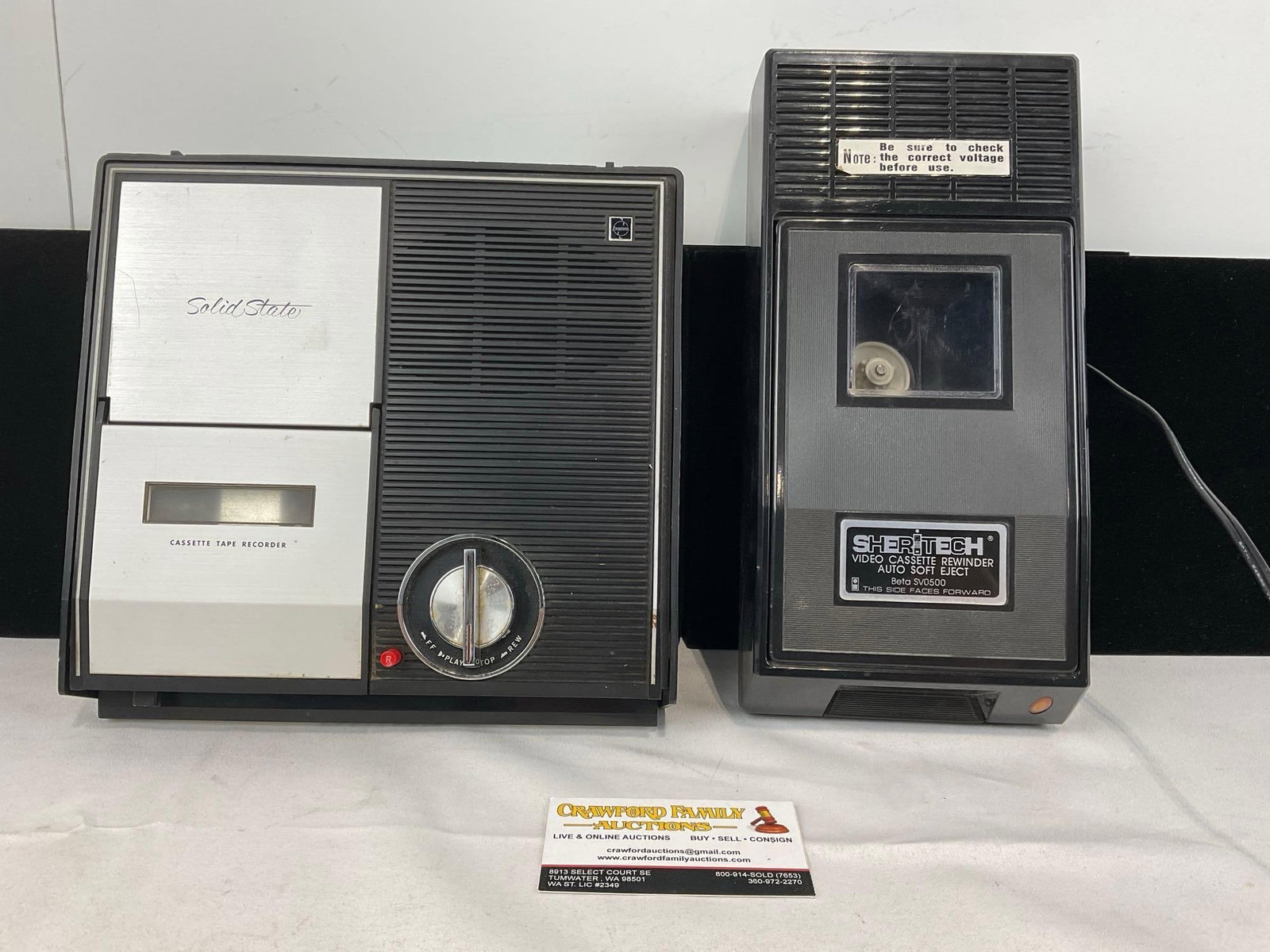 Solid State Cassette Tape Recorder RQ-203S & Sheritech Video Cassette Rewinder, Beta SV0500 (1 of 5)