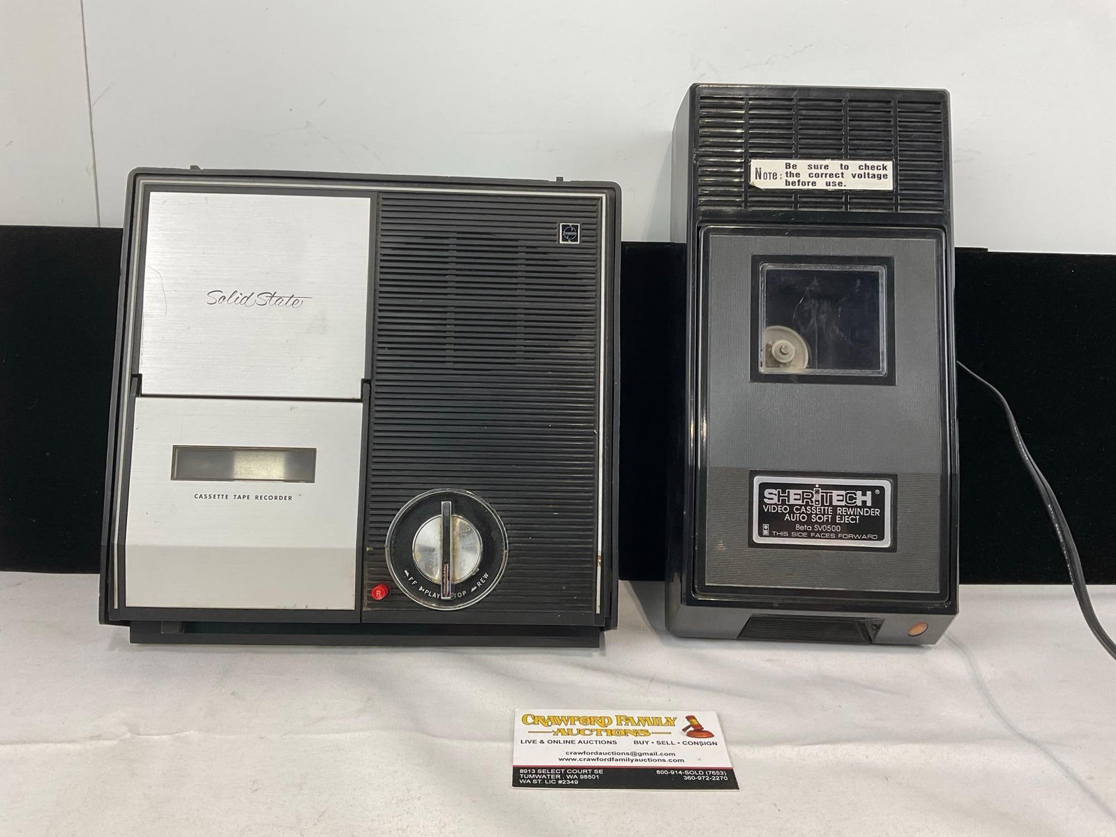 Solid State Cassette Tape Recorder RQ-203S & Sheritech Video Cassette Rewinder, Beta SV0500 - 2