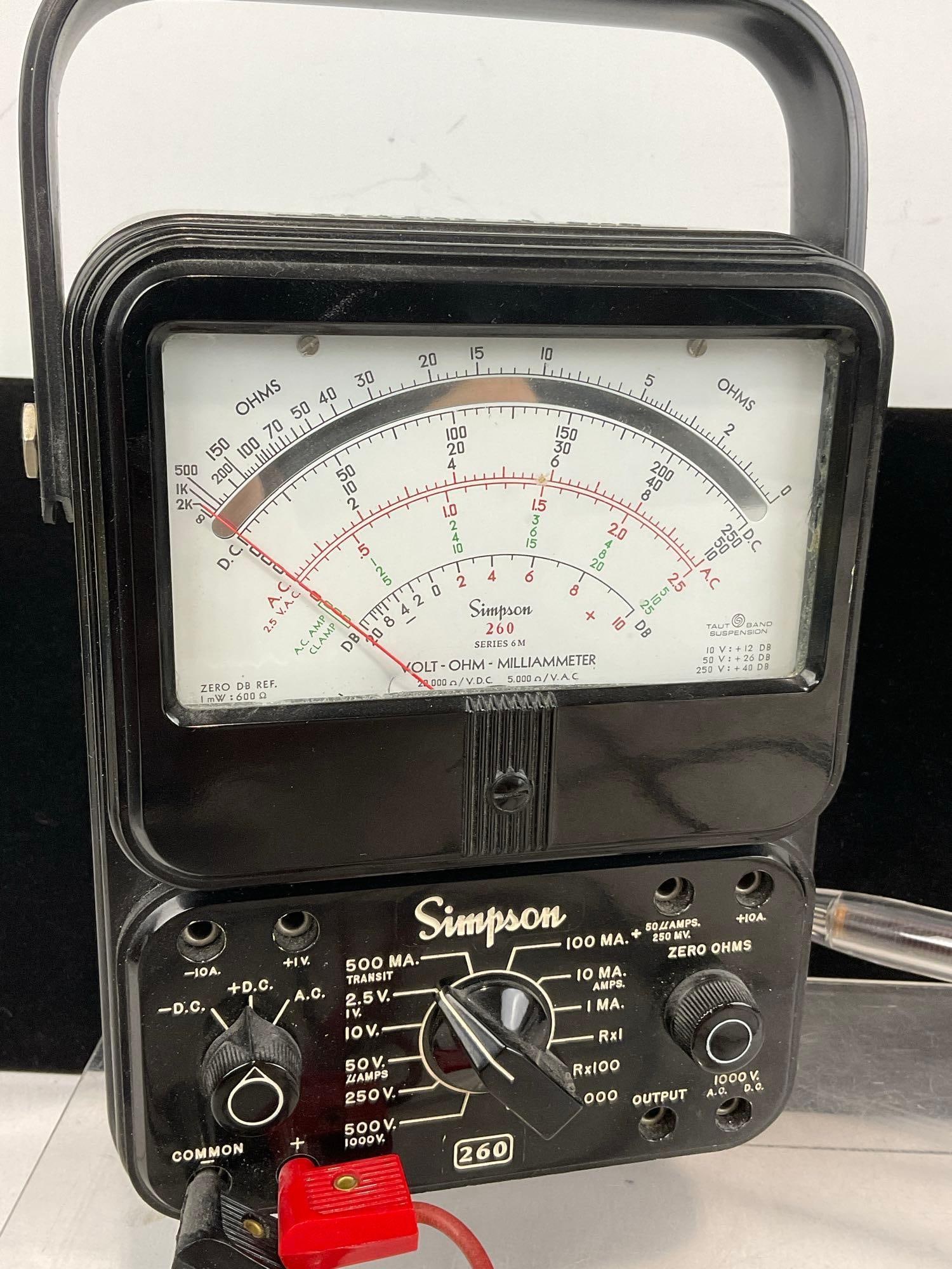 Simpson 260 Volt/Ohm/Milliammeter, & Pomona Elect. Model 4000 High Voltage Test Prode - 2