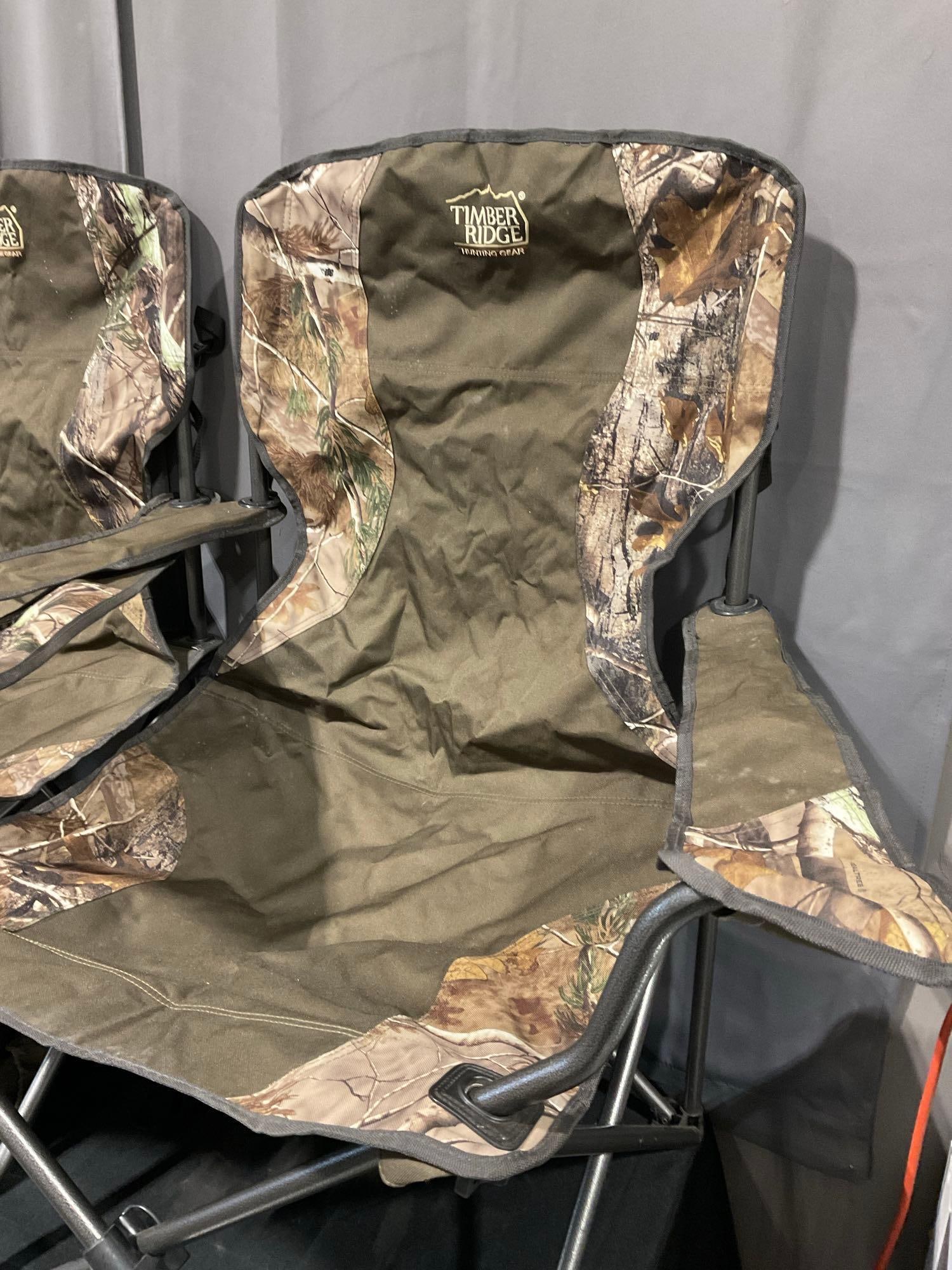 Pair of Timber Ridge Folding Chairs, Camo & olive drab cloth, w/nylon cases - 2