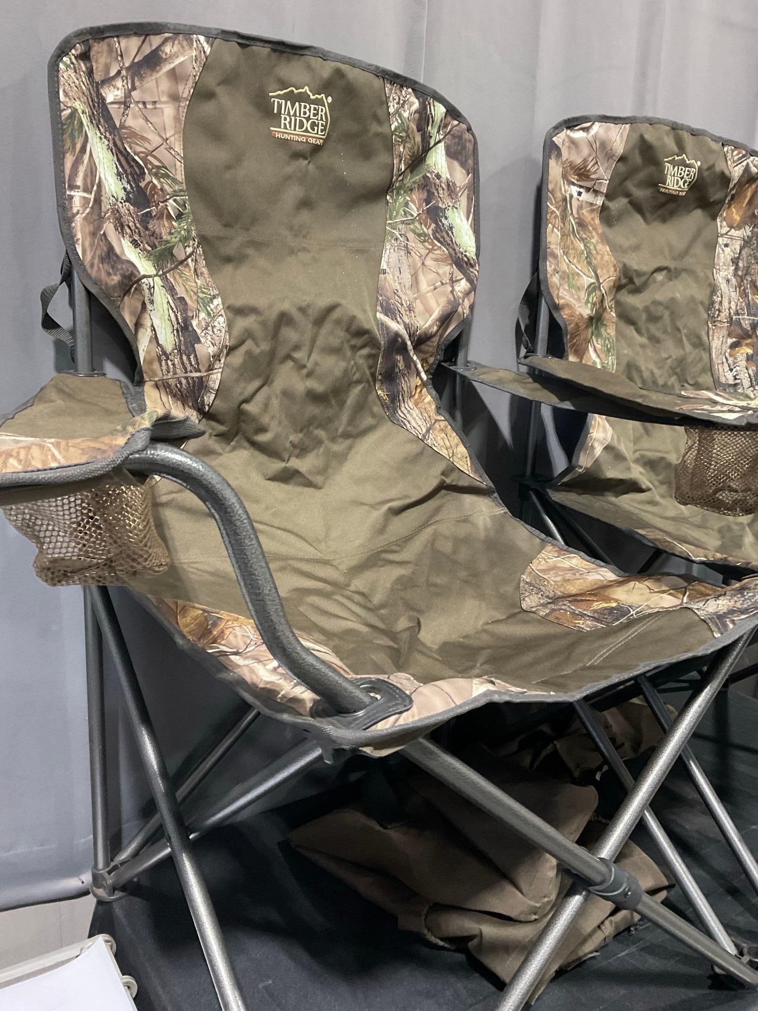 Pair of Timber Ridge Folding Chairs, Camo & olive drab cloth, w/nylon cases - 4