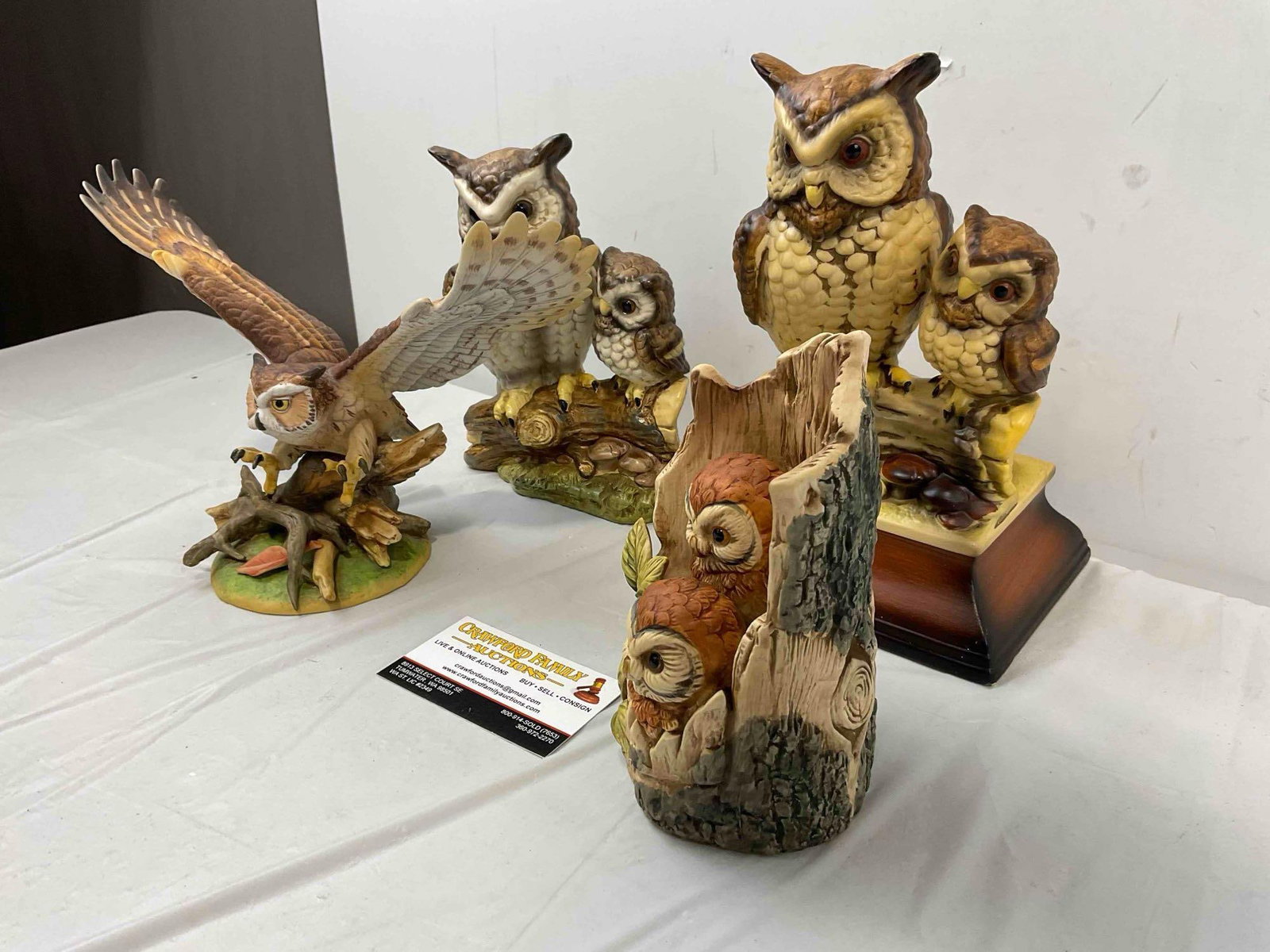 4 pcs Vintage Ceramic Owl Figurines, incl. Lefton & UTC Japan. Good Condition. See pics. - 2
